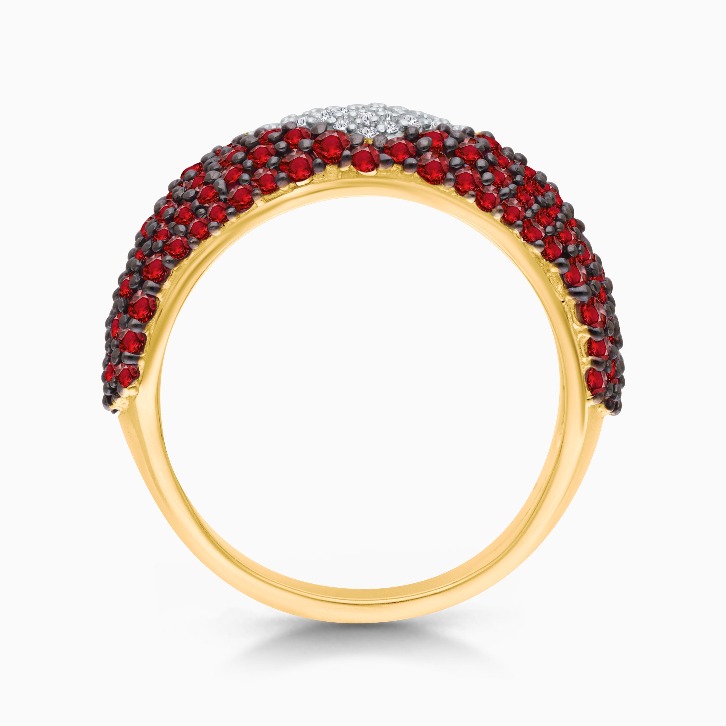 Domed Heart Ruby & Diamond Band