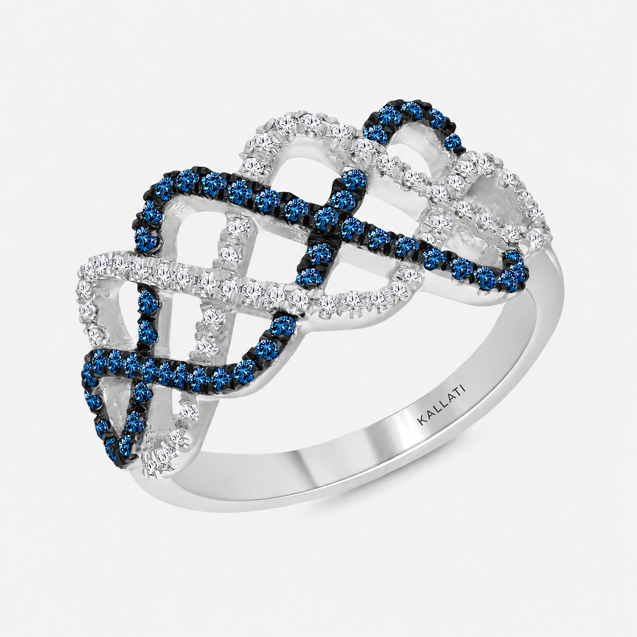 Entwined Blue & White Diamond Ring blue diamond