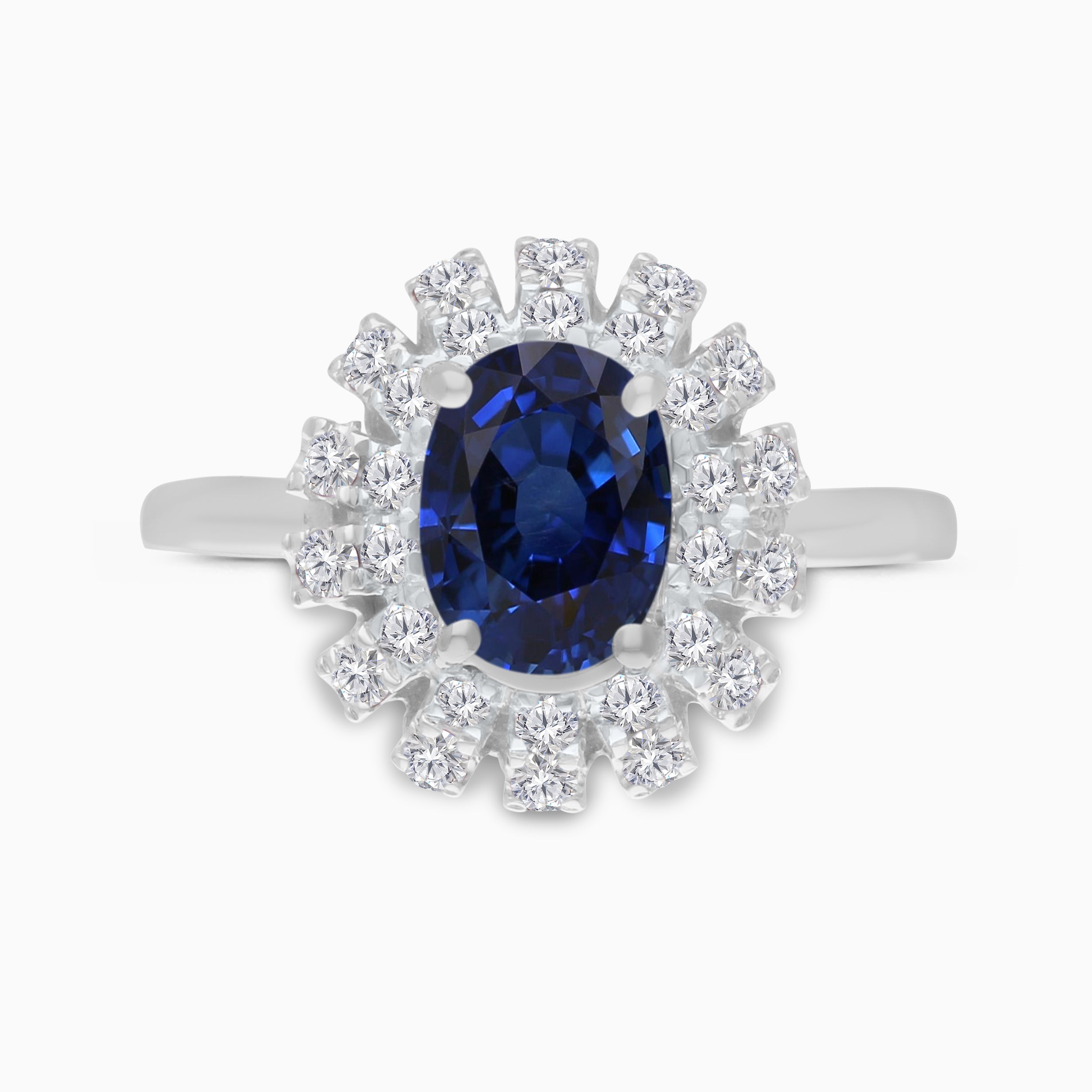 Oval Sapphire and Diamond Spark Ring