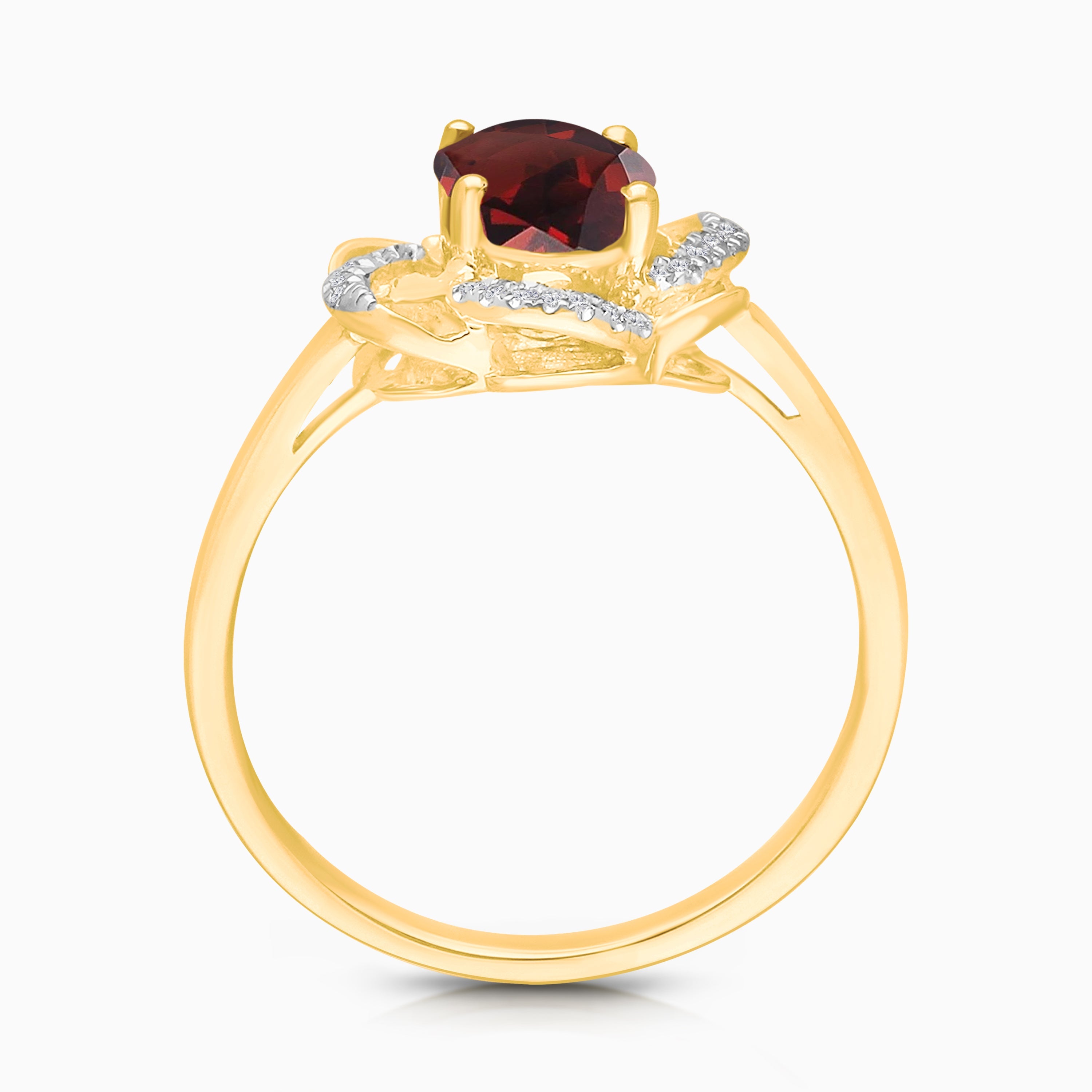 Diamond Garnet Clover Ring Garnet