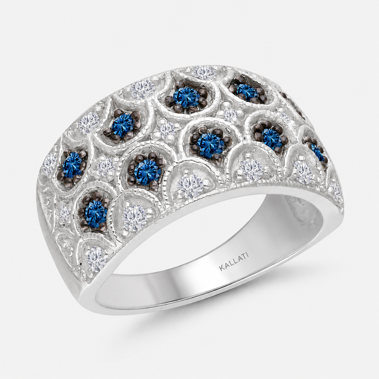 Scalloped Tide Blue Diamond Ring blue diamond