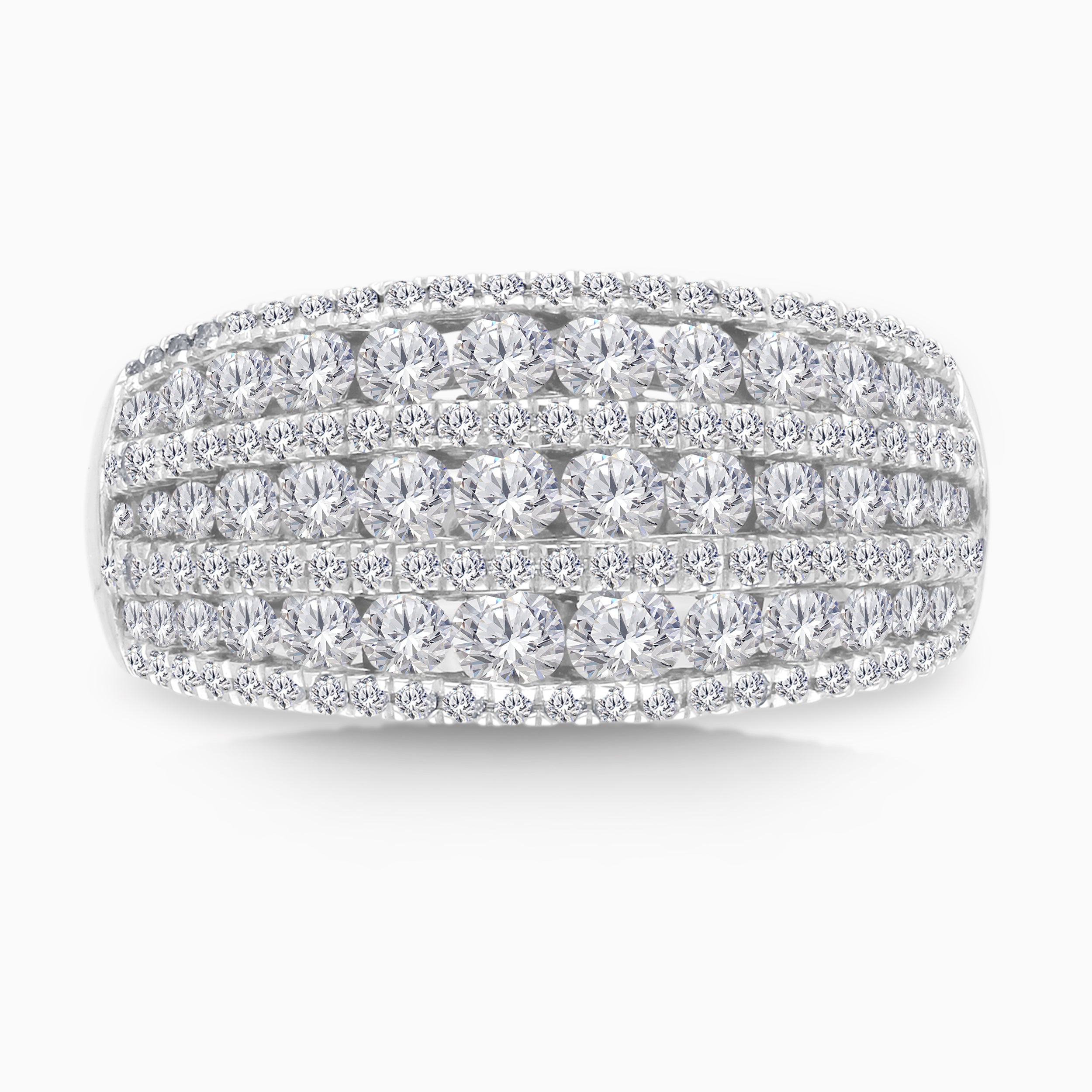 Triple Row Diamond Bombe Ring