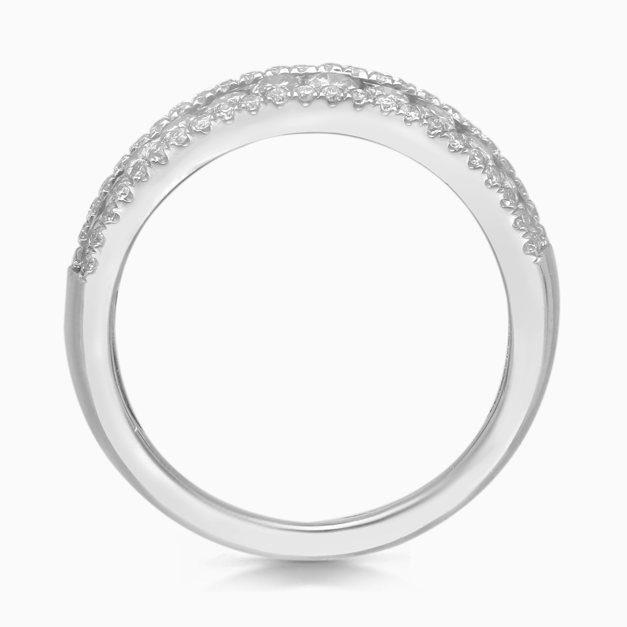 Triple Row Diamond Bombe Ring