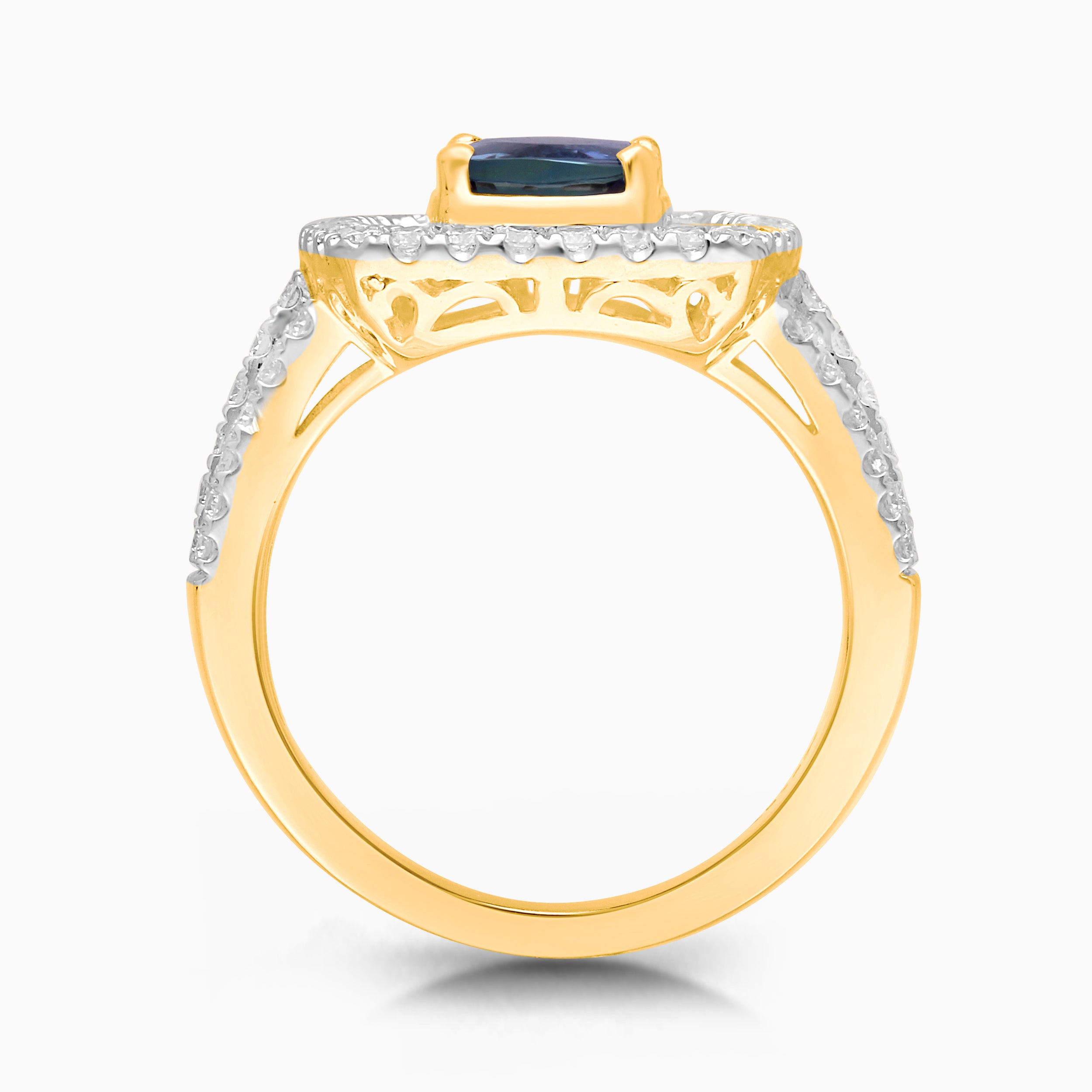 Diamond Baguette Portrait Non Heat Tanzanite Ring
