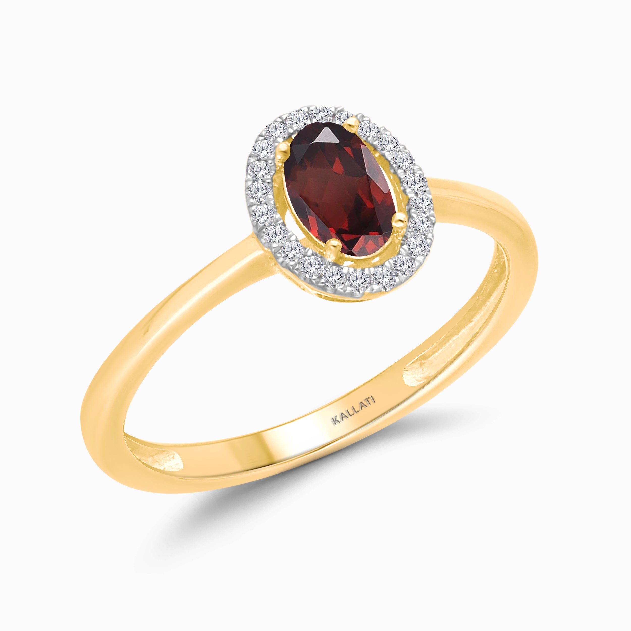 Garnet Diamond Halo Ring Garnet