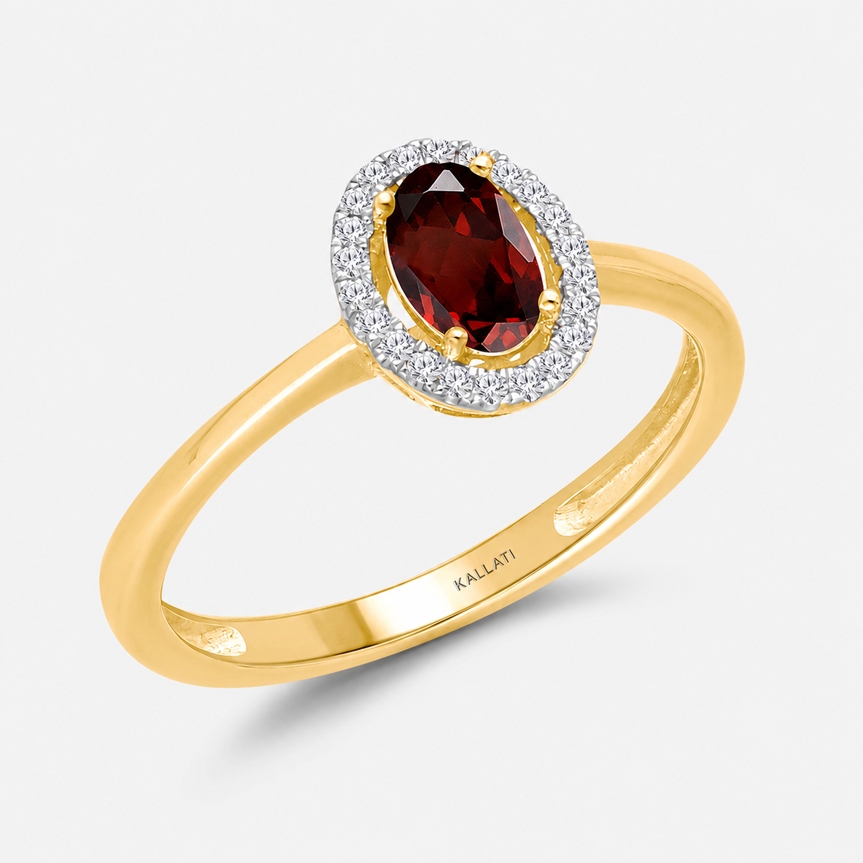 Garnet Diamond Halo Ring Garnet