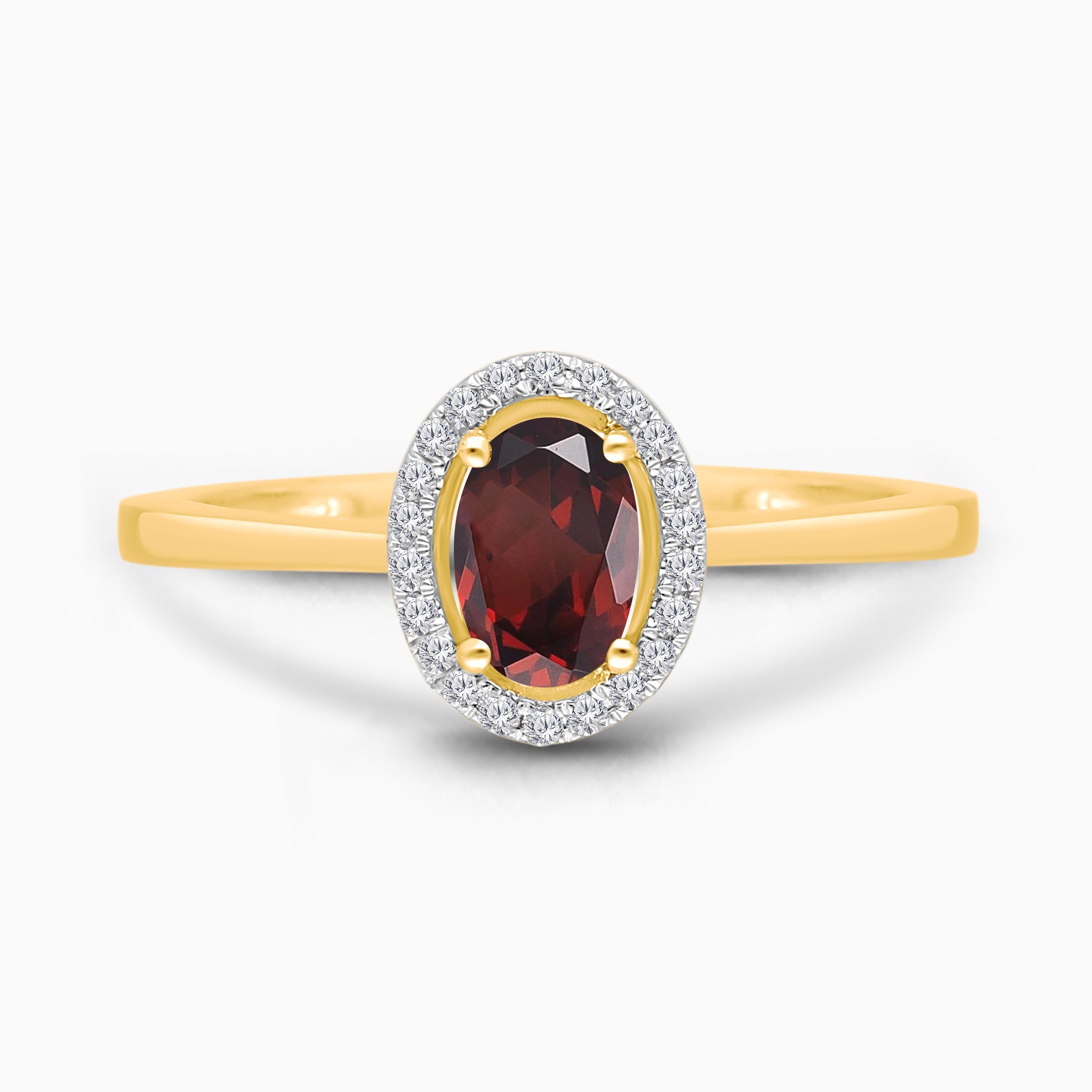 Garnet Diamond Halo Ring Garnet