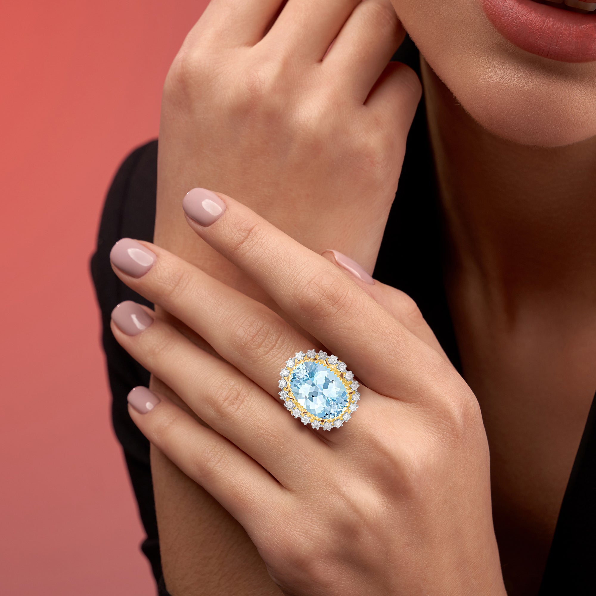 Magnolia Aquamarine & Diamond Ring