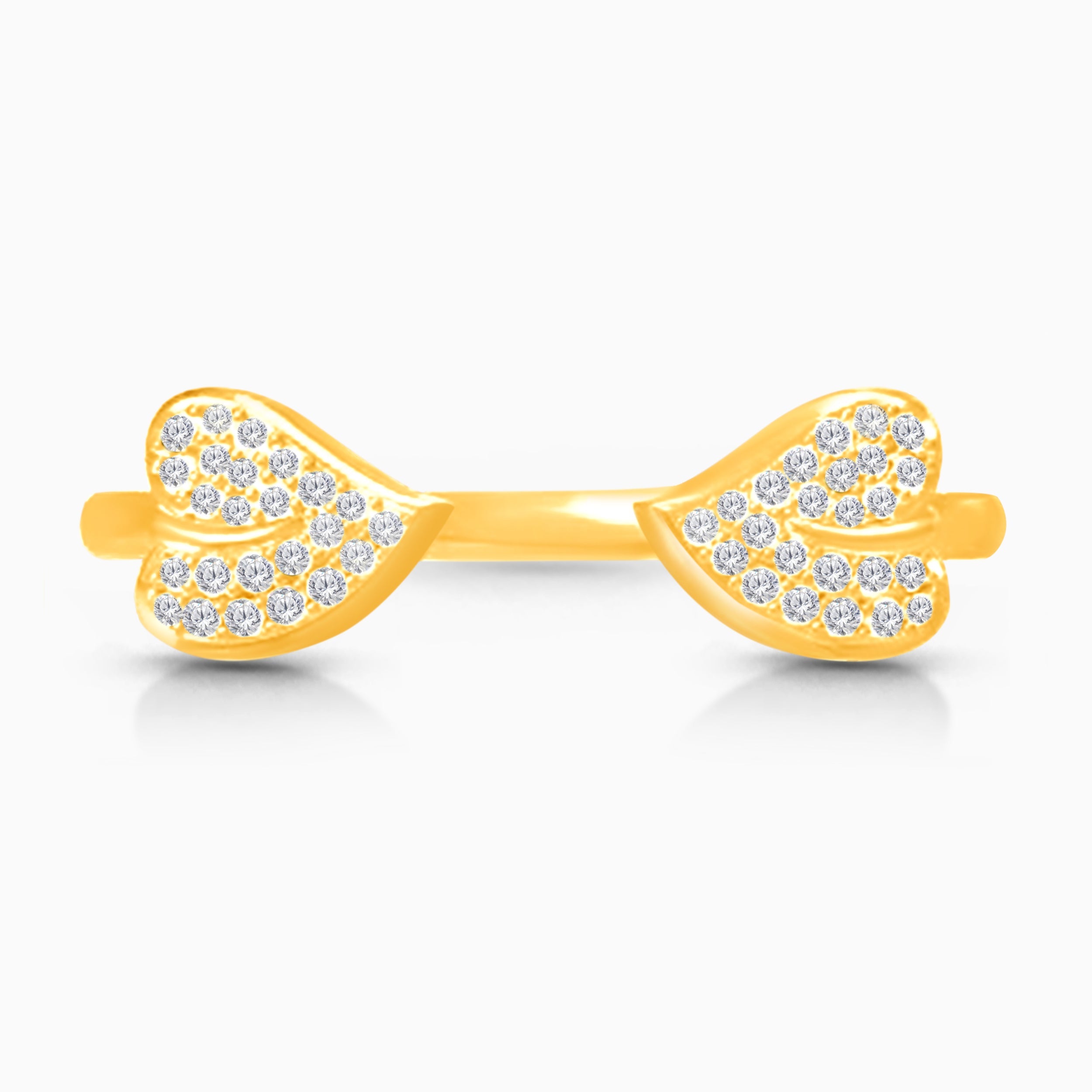 Pave Diamond Open Leaf Ring