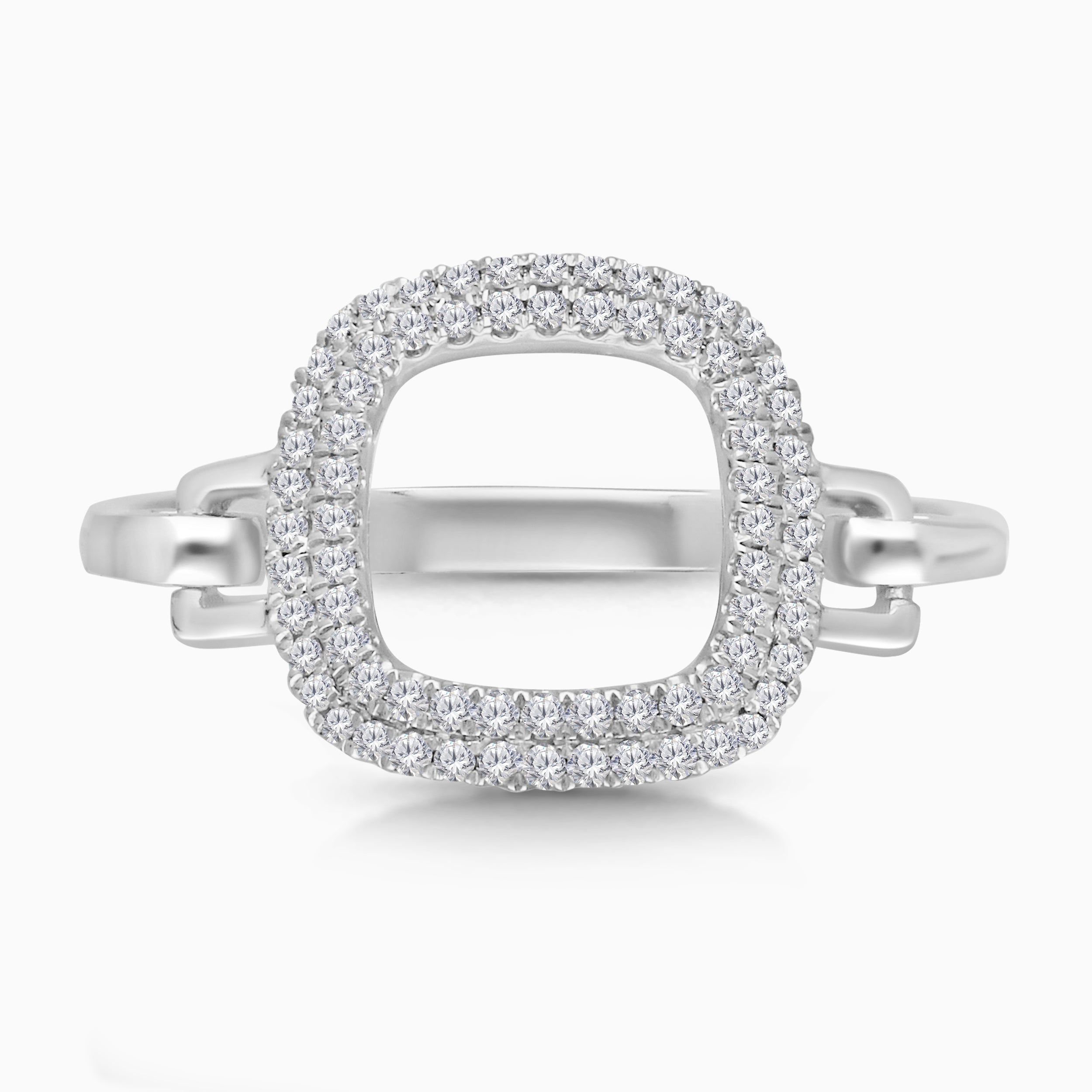 White Gold Diamond Open Link Chain Ring