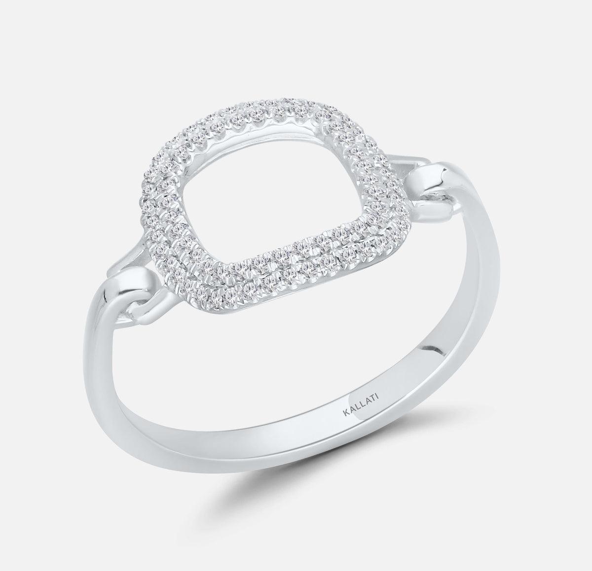White Gold Diamond Open Link Chain Ring BOLD GOLD