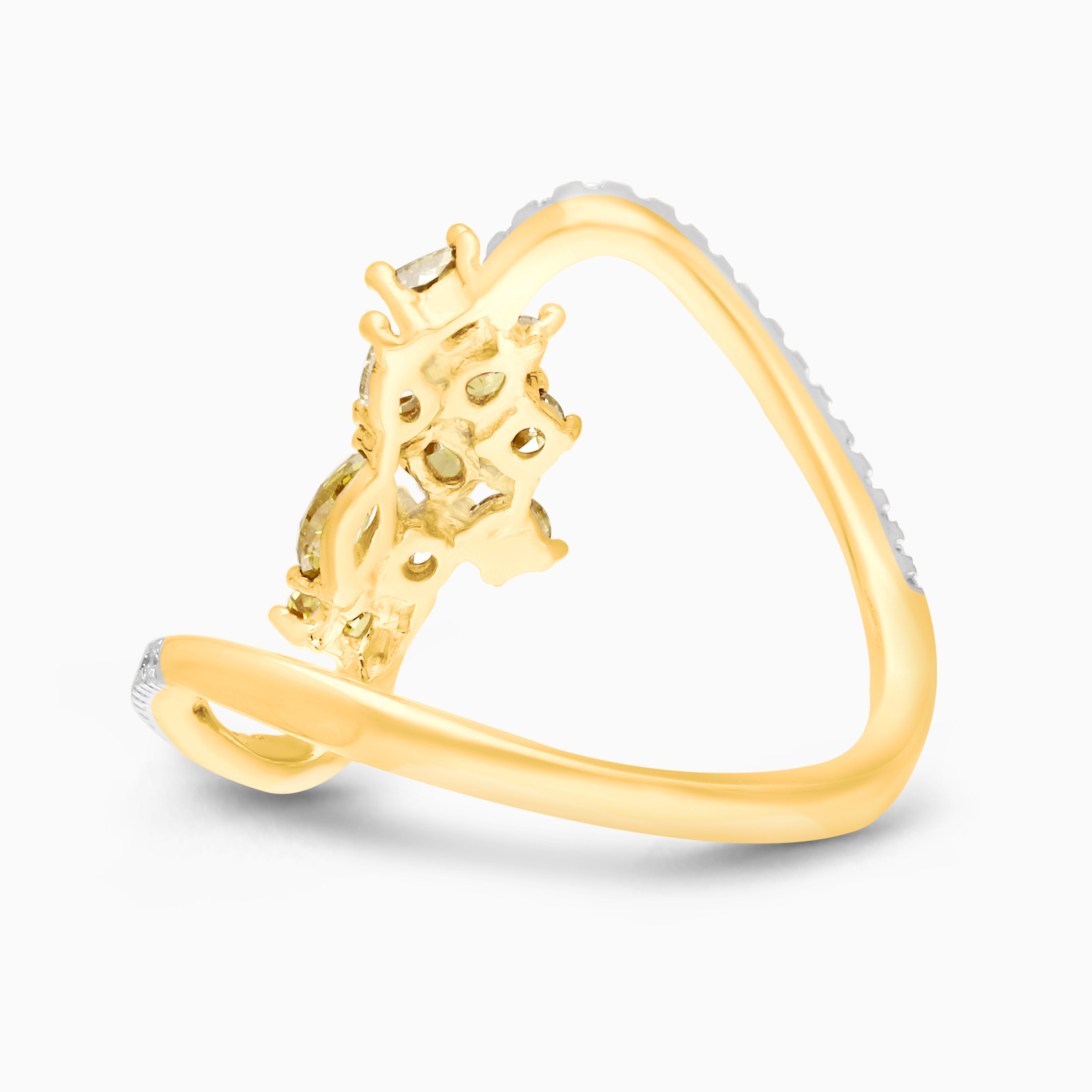 Cluster Yellow Diamond Wave Ring