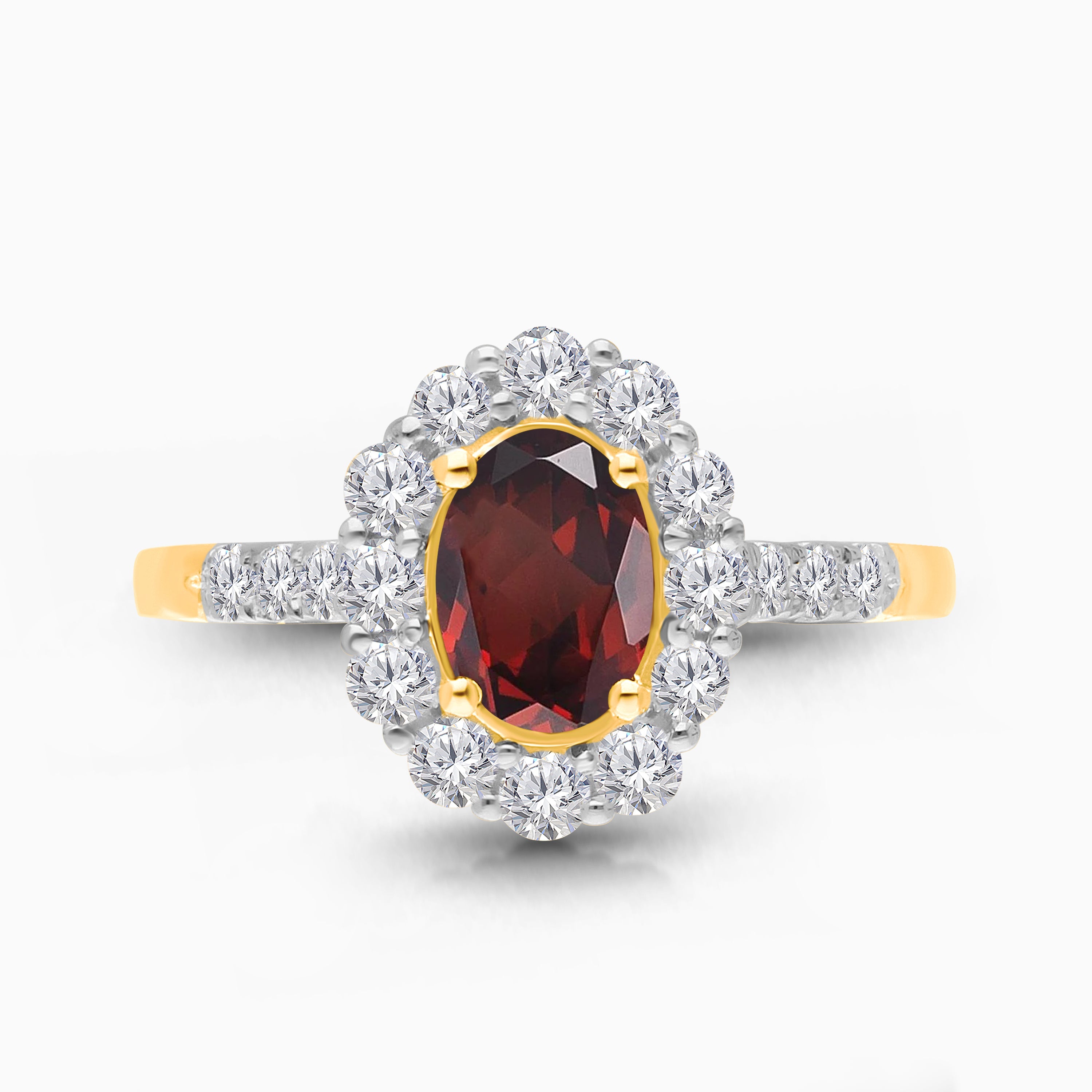 Grand Diamond Halo Garnet Ring Garnet