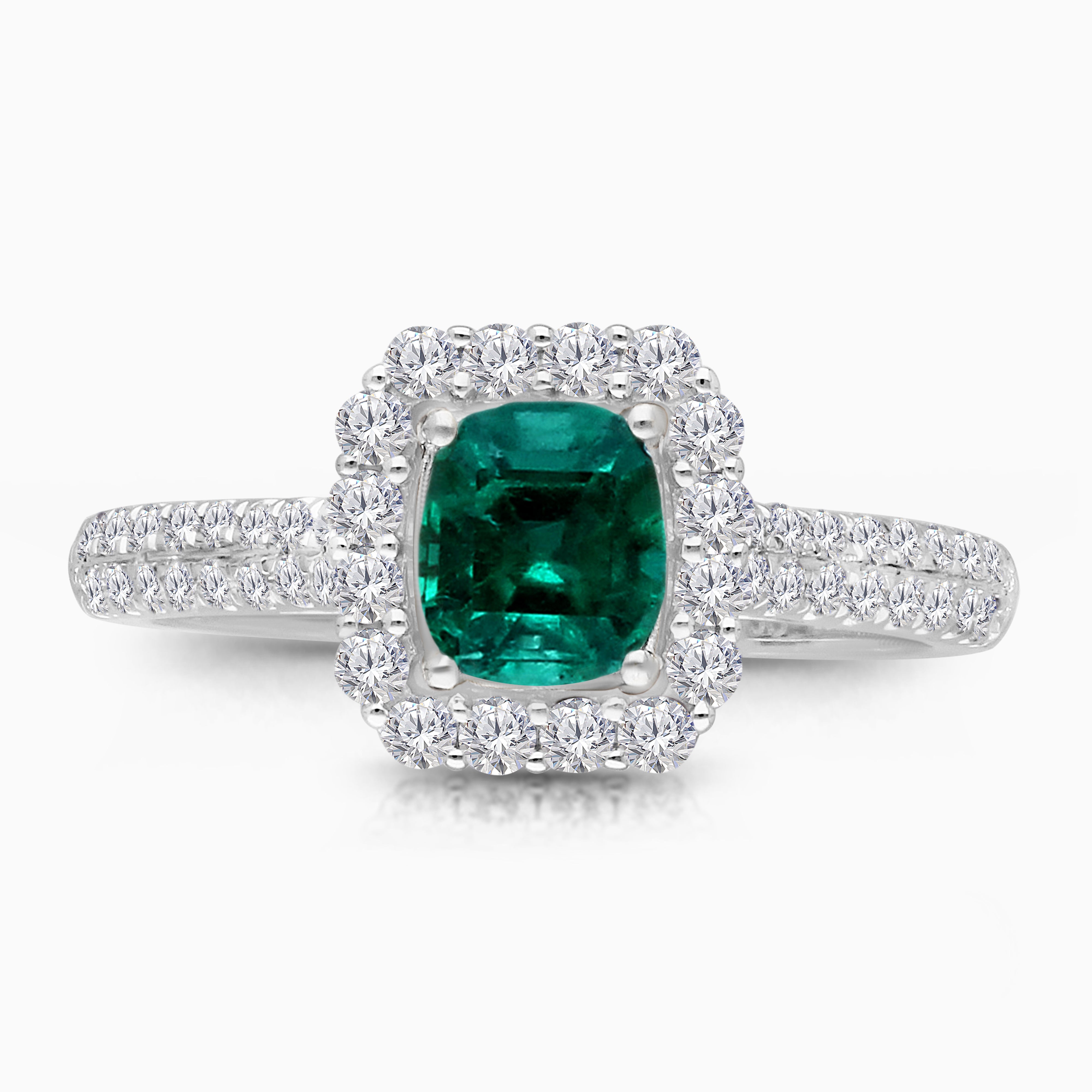 Cushion Cut Colombian Emerald Ring