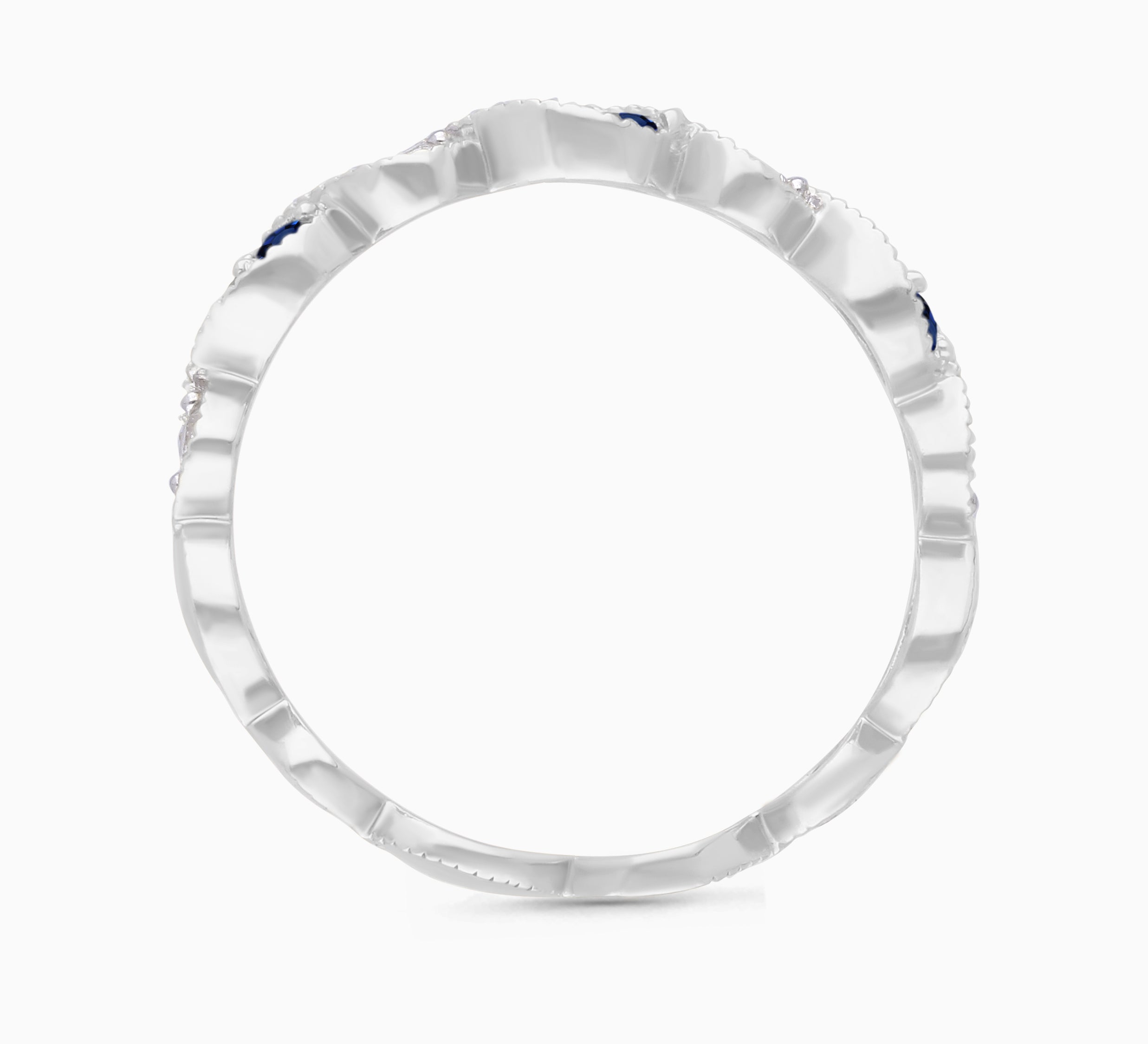 Mosaic Blue Sapphire and white diamond Ring