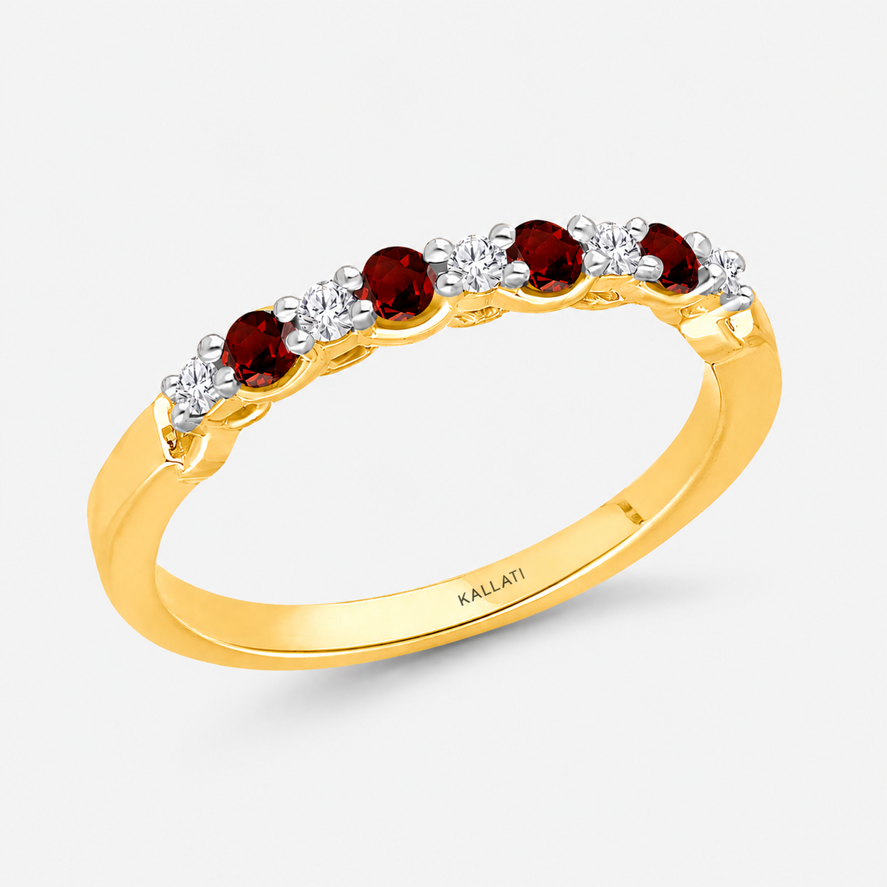 Garnet & White Diamond Band Garnet