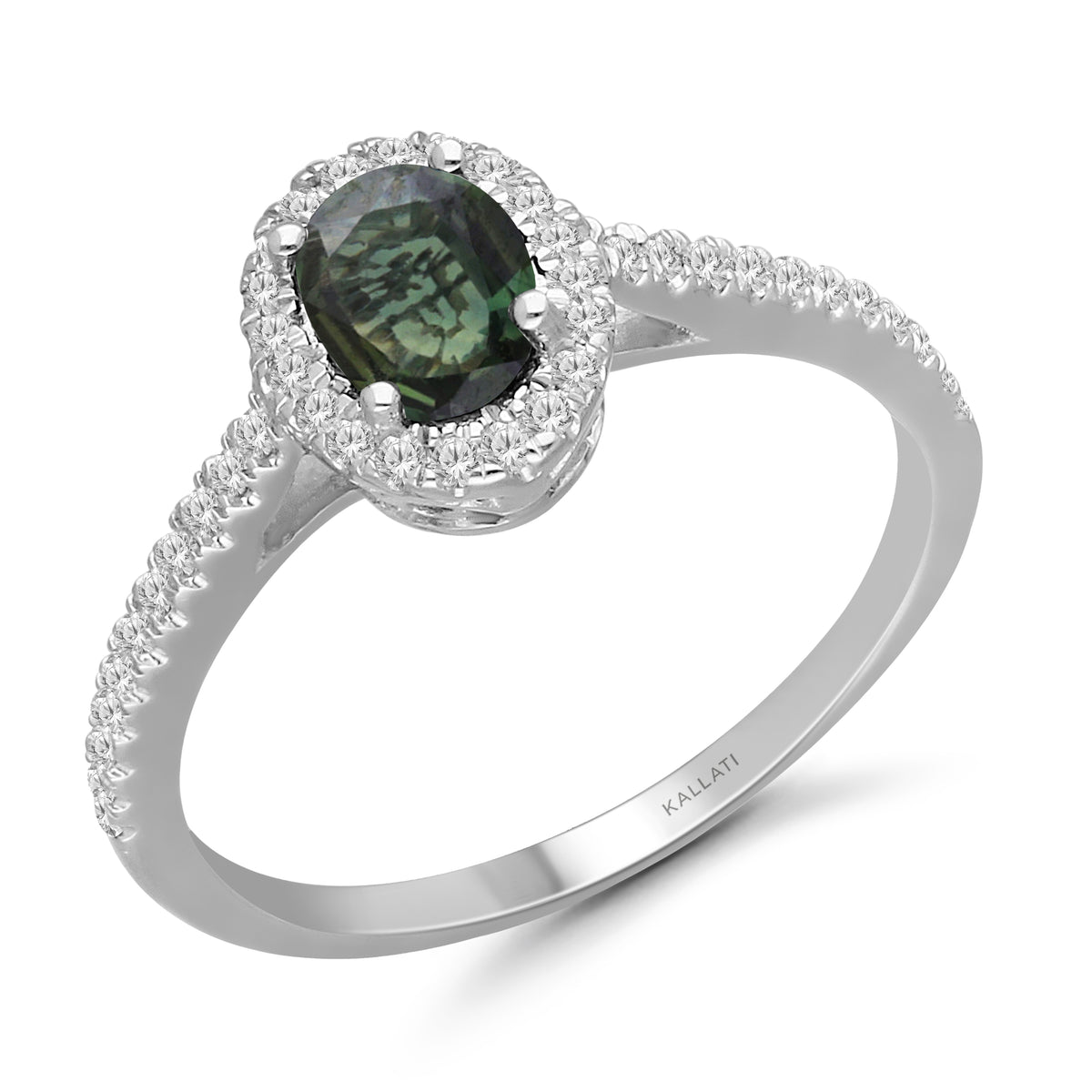 Green Sapphire Halo Ring
