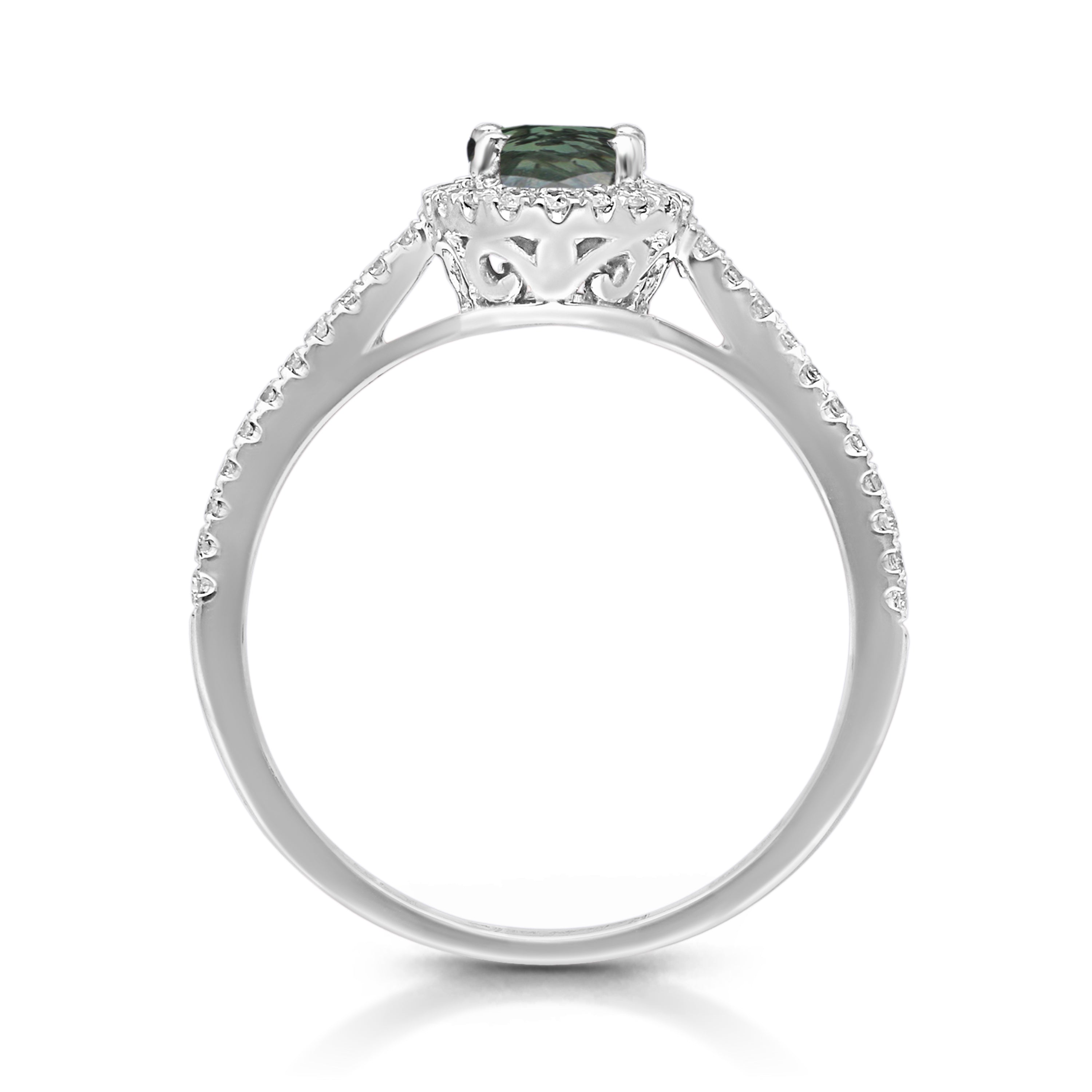 Green Sapphire Halo Ring