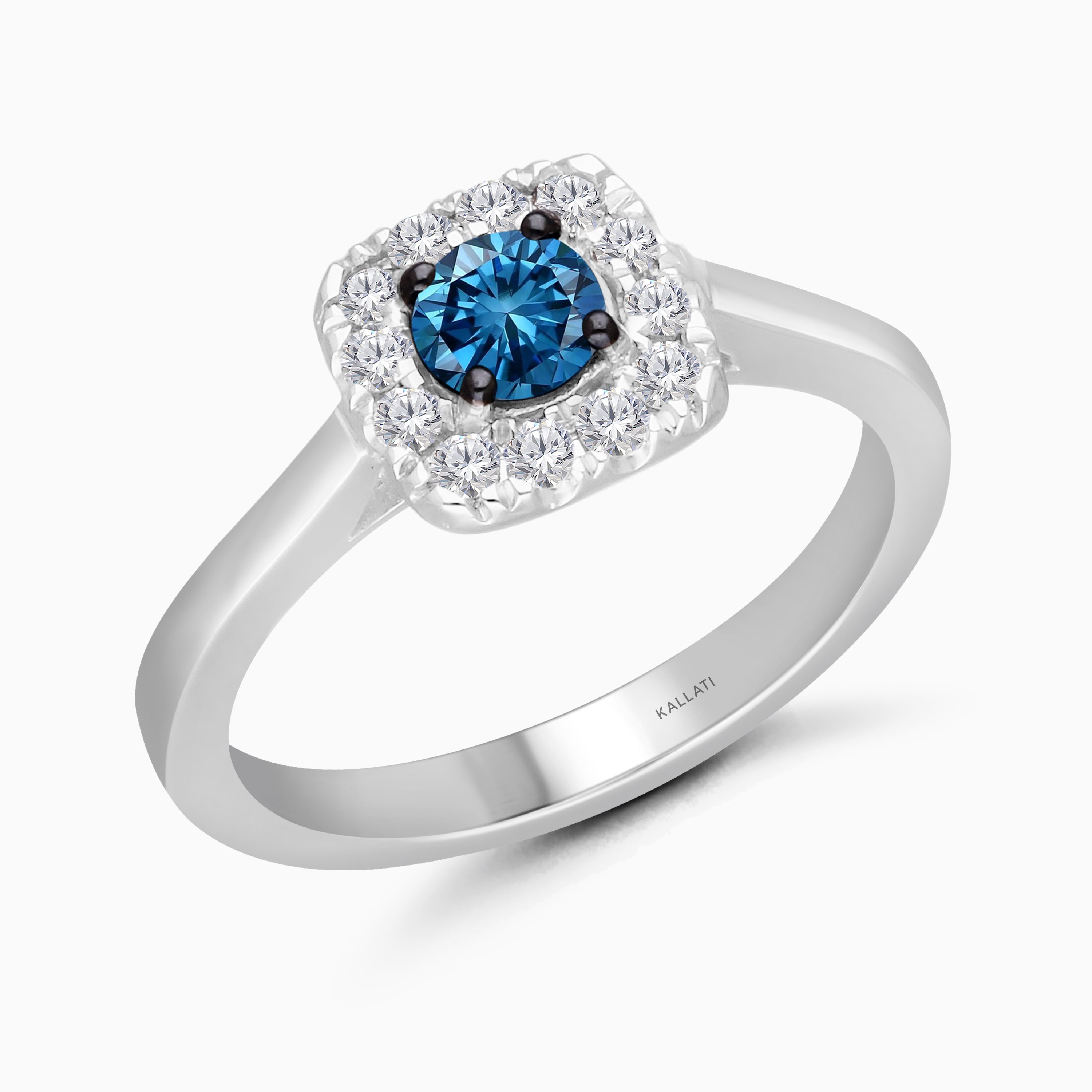 Cushioned Blue Diamond Ring