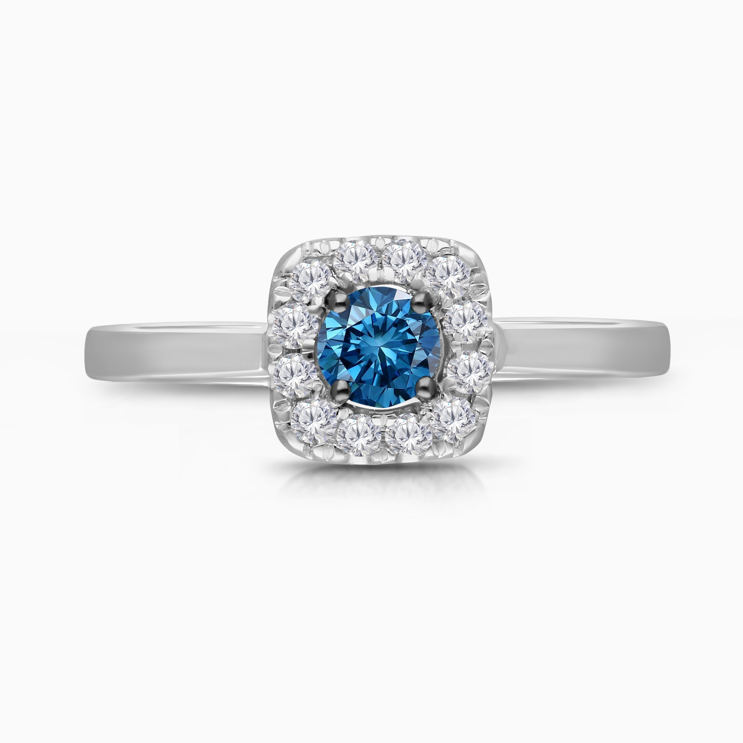 Cushioned Blue Diamond Ring