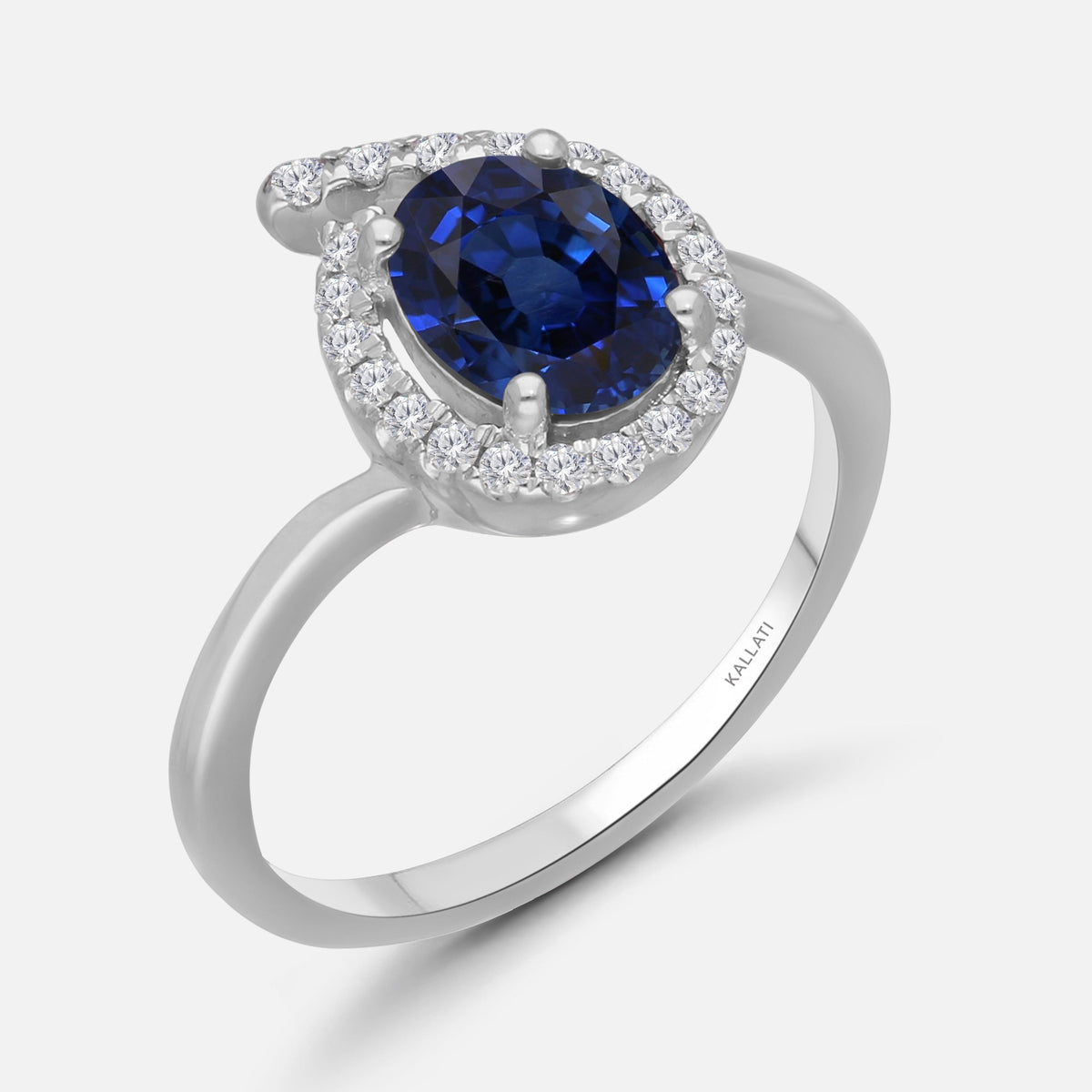 Ceylon Blue Sapphire and White Diamond Ring Blue Sapphire