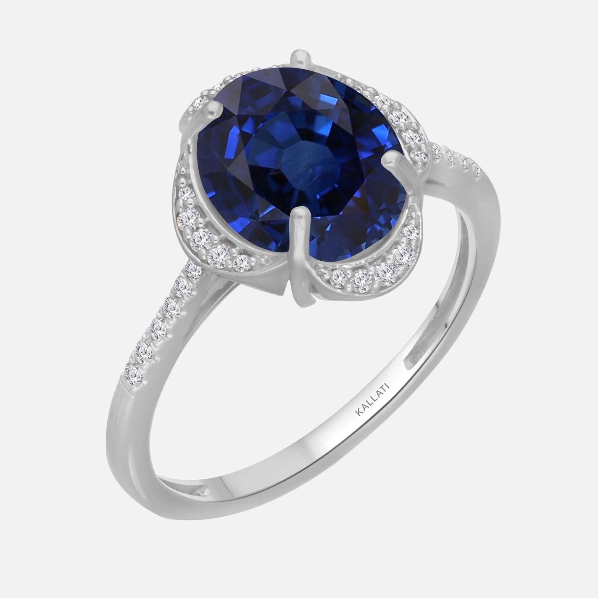 White Gold Diamond Blue Sapphire Ring Blue Sapphire