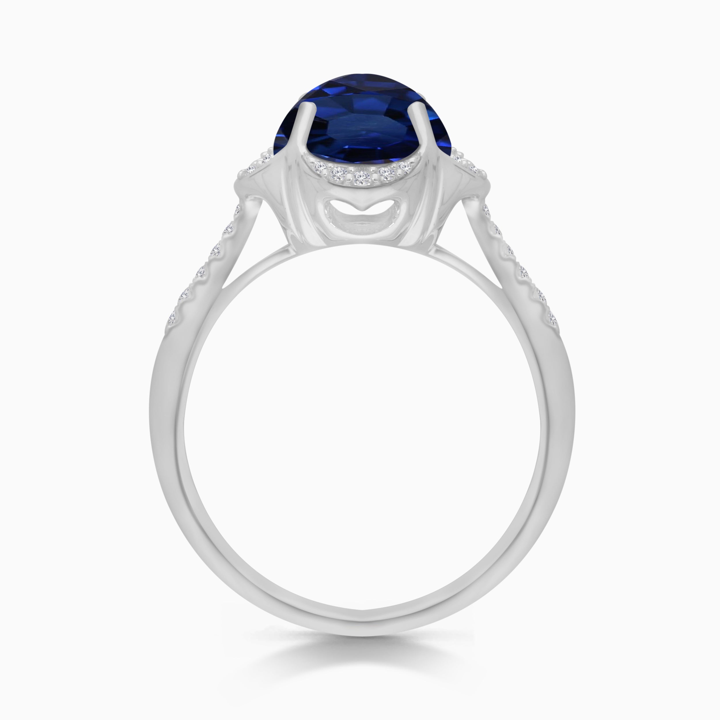 White Gold Diamond Blue Sapphire Ring