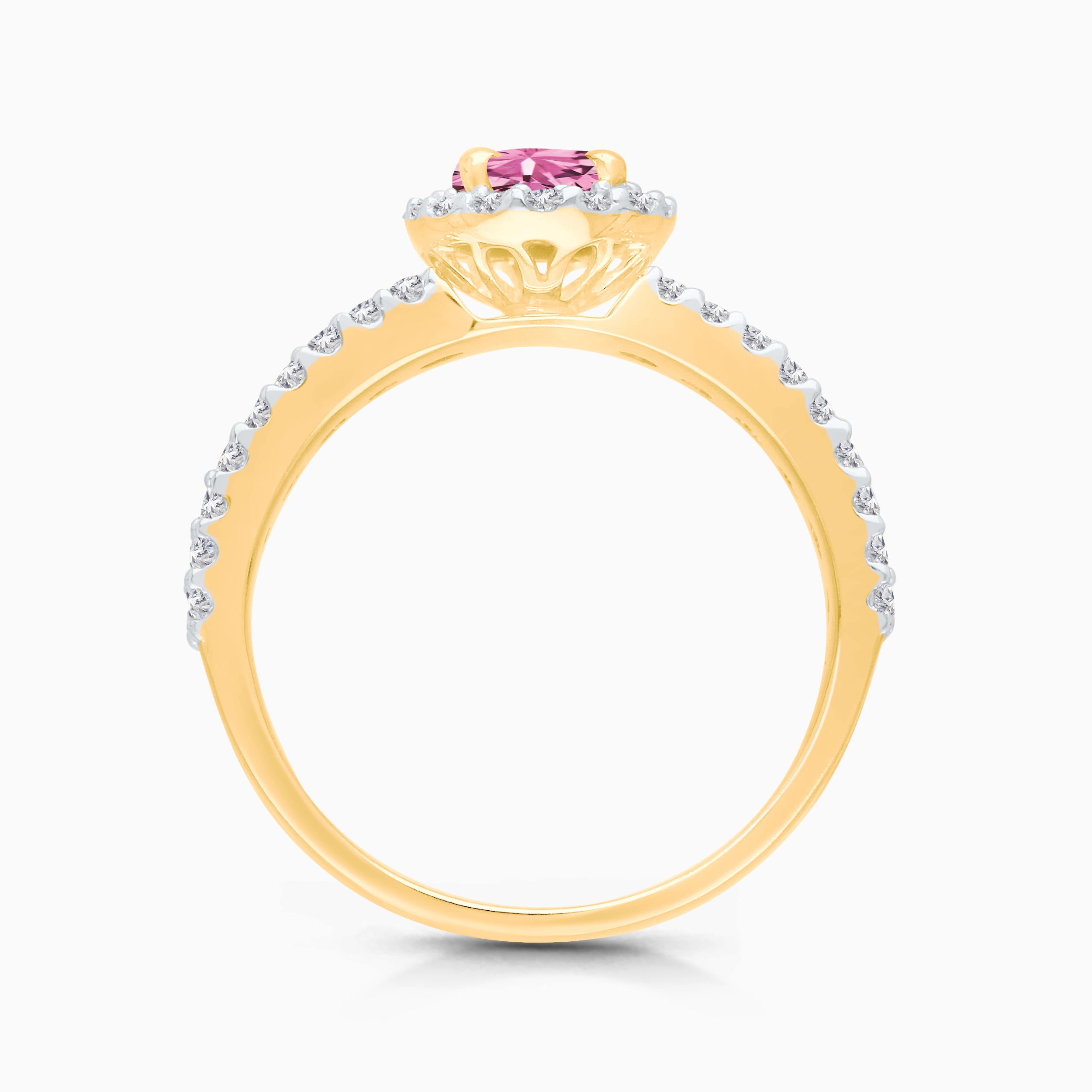 Pink Sapphire Oval Halo Ring