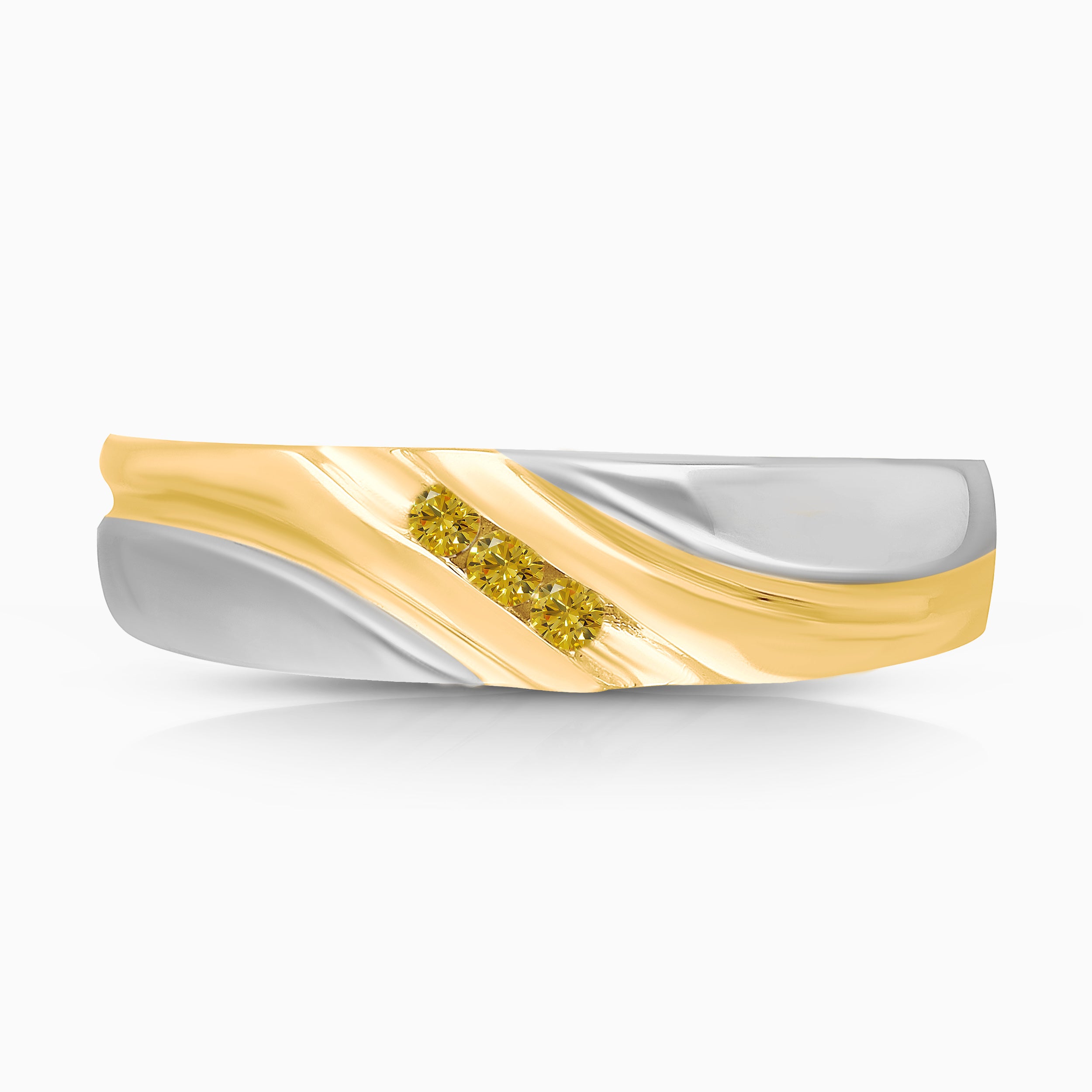 Duo Tone Yellow Diamond Men's Ring