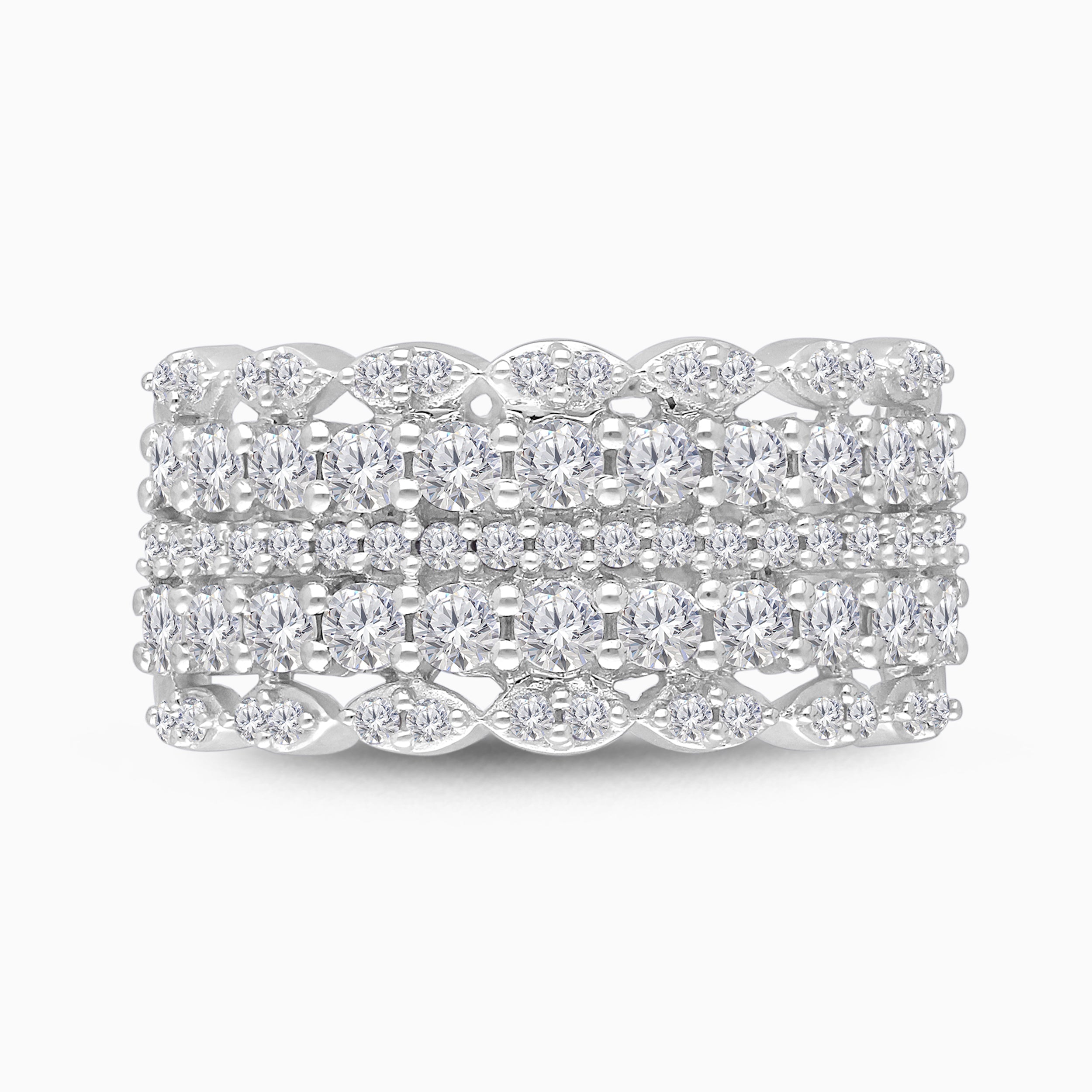 Triple Row Diamond Band White Diamond