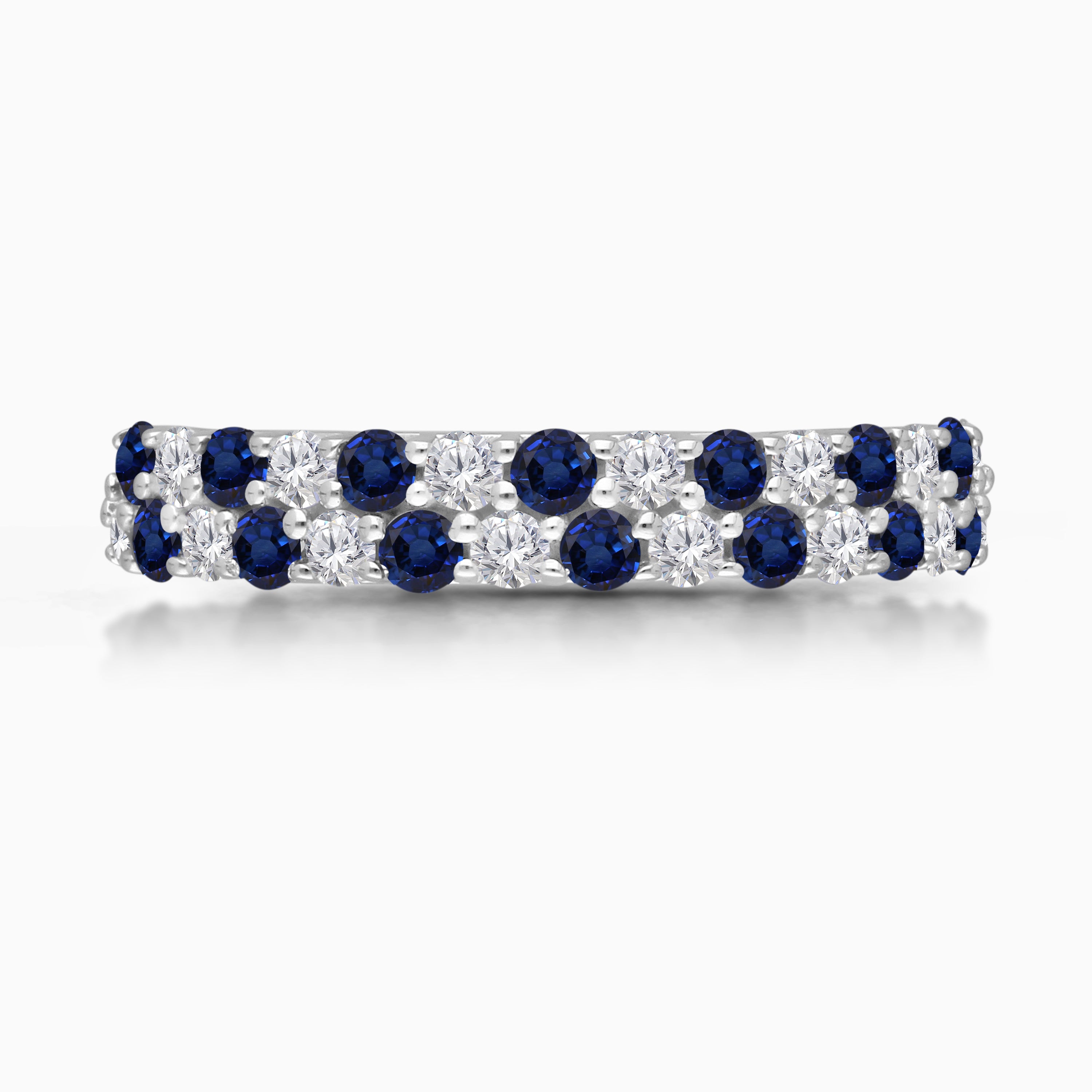 Dual Layer Diamond & Sapphire Band
