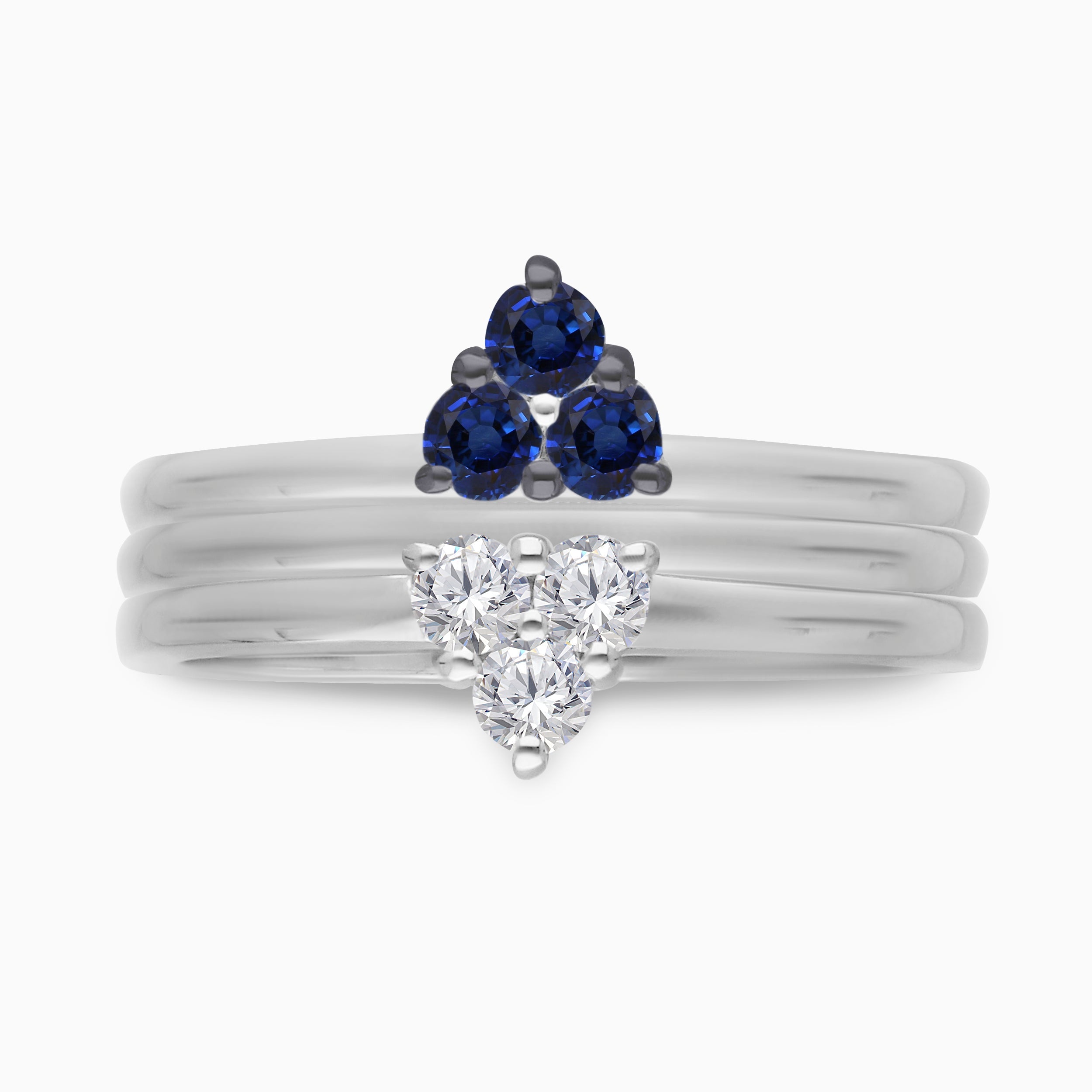 Blue Sapphire and White Diamond Triple Trio Band
