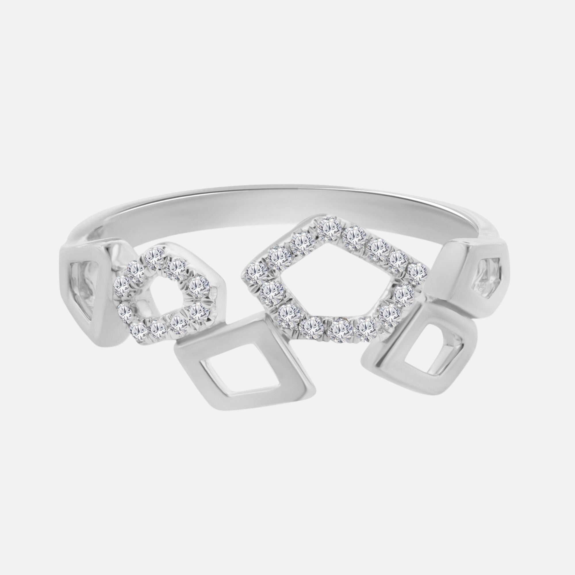 Geometric Pave Band White Diamond