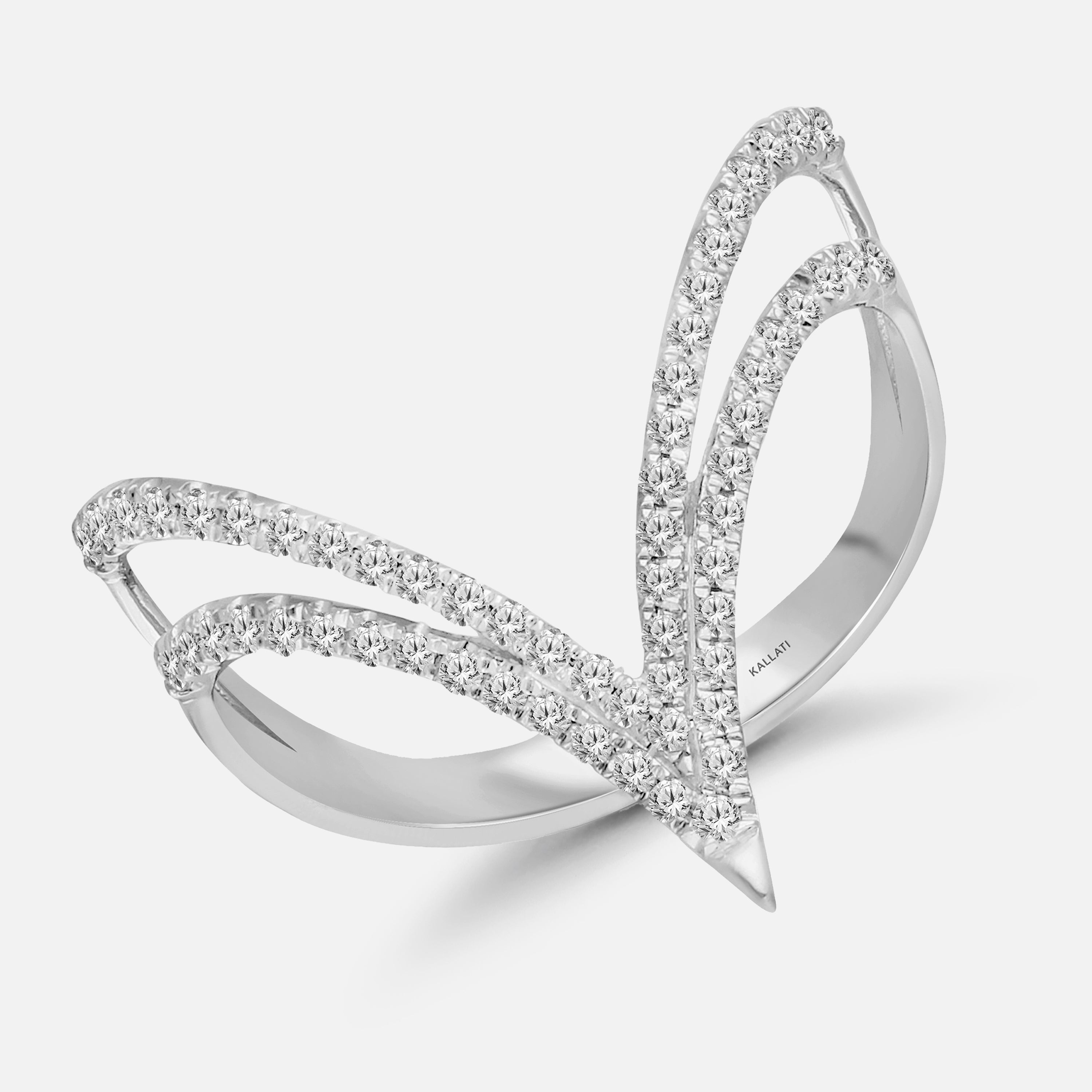 Dual Row Diamond V Ring White Diamond
