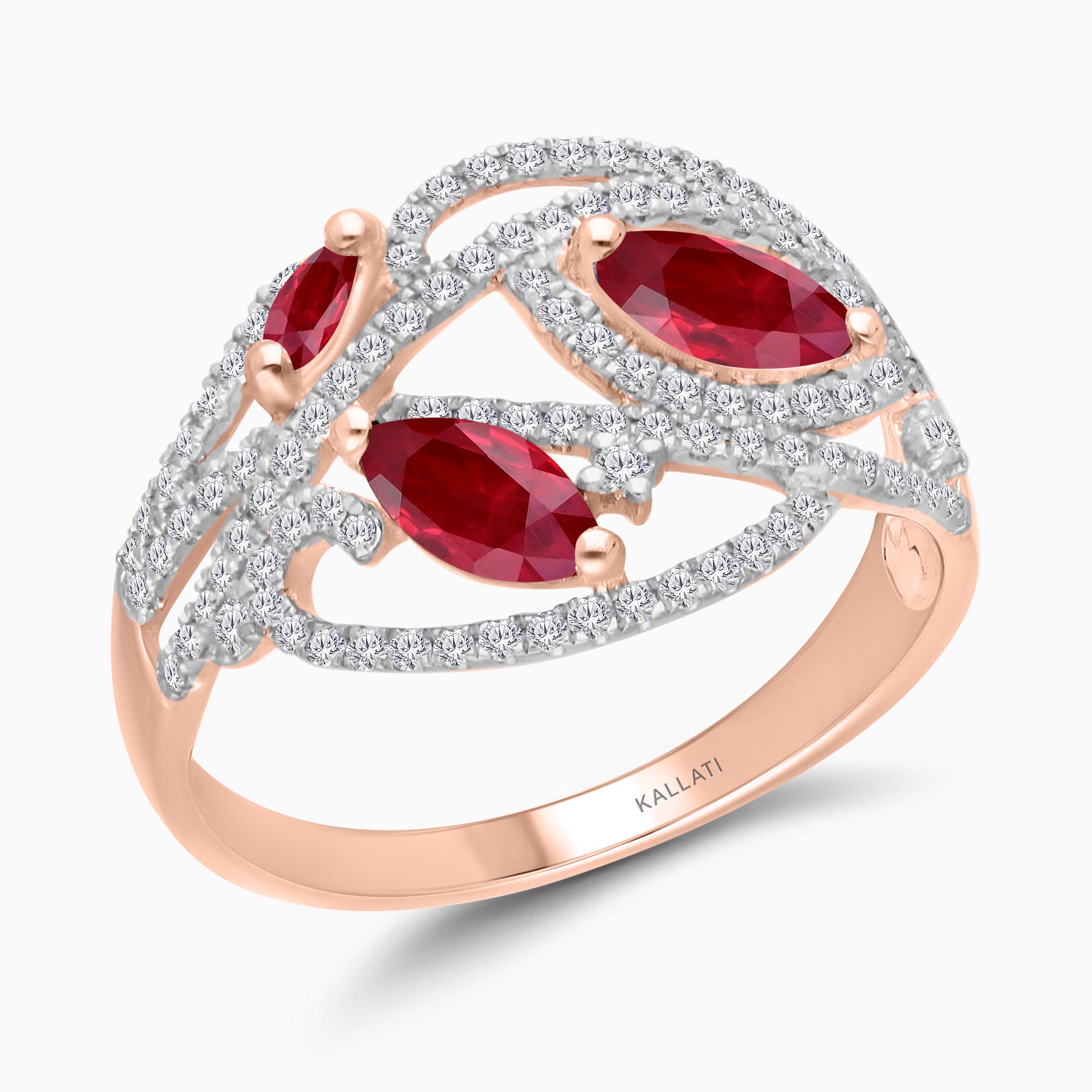 Trio Marquise Ruby & Diamond Ring