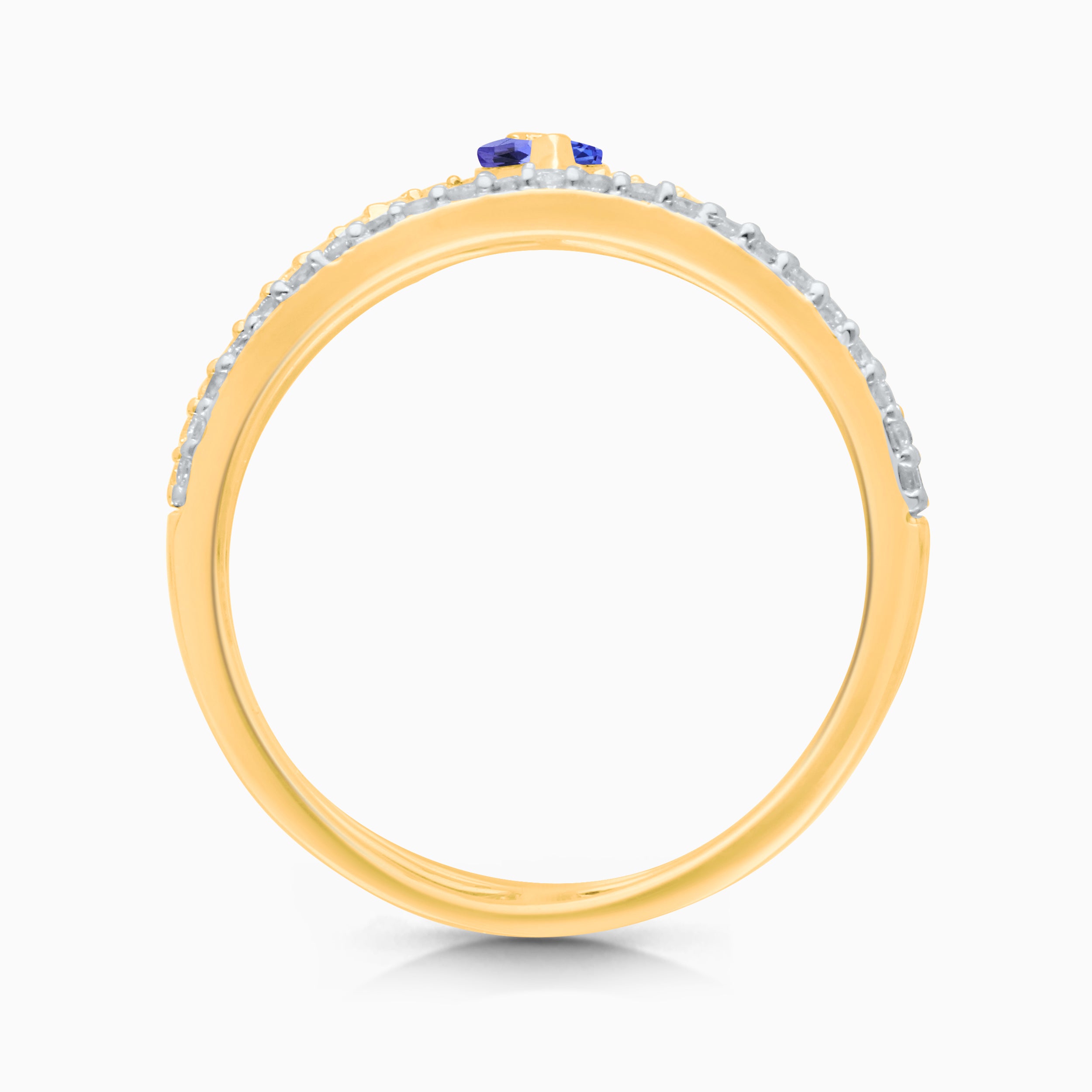 Dual Row Yellow & White Diamond Open Ring
