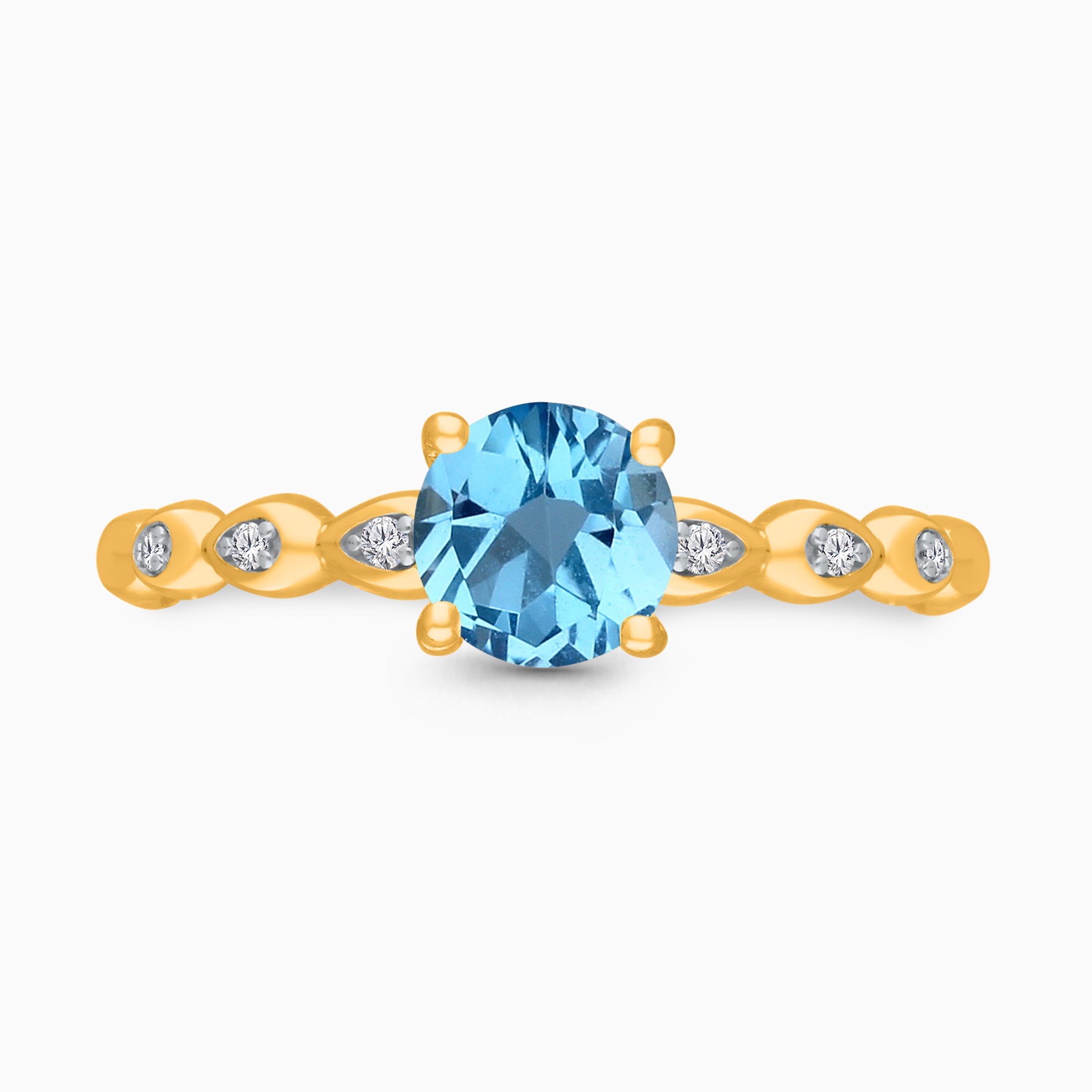Blue Topaz and White Diamond Solitaire Ring LEGENDARY