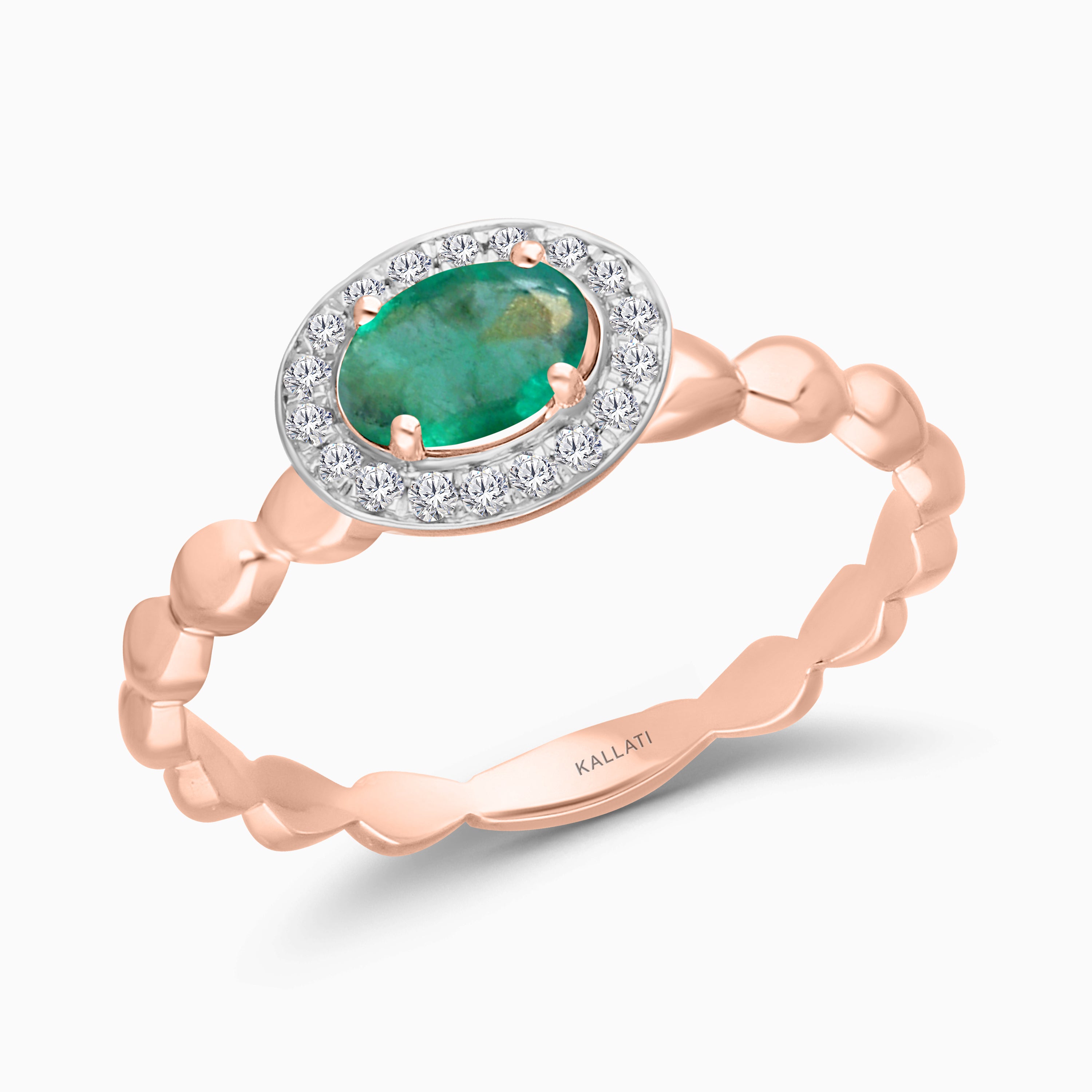 Oval Halo Emerald Ring
