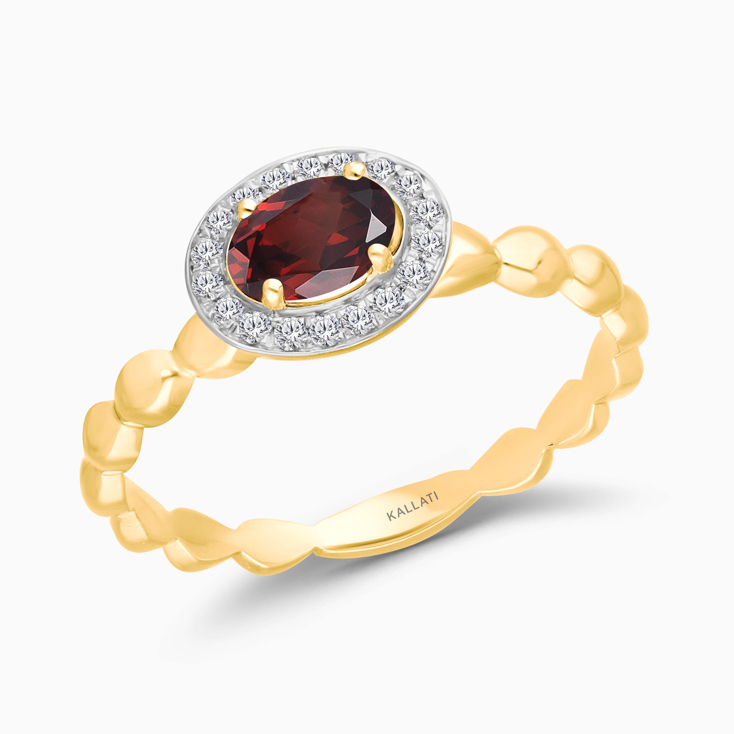 Oval Halo Twisted Garnet Ring Garnet