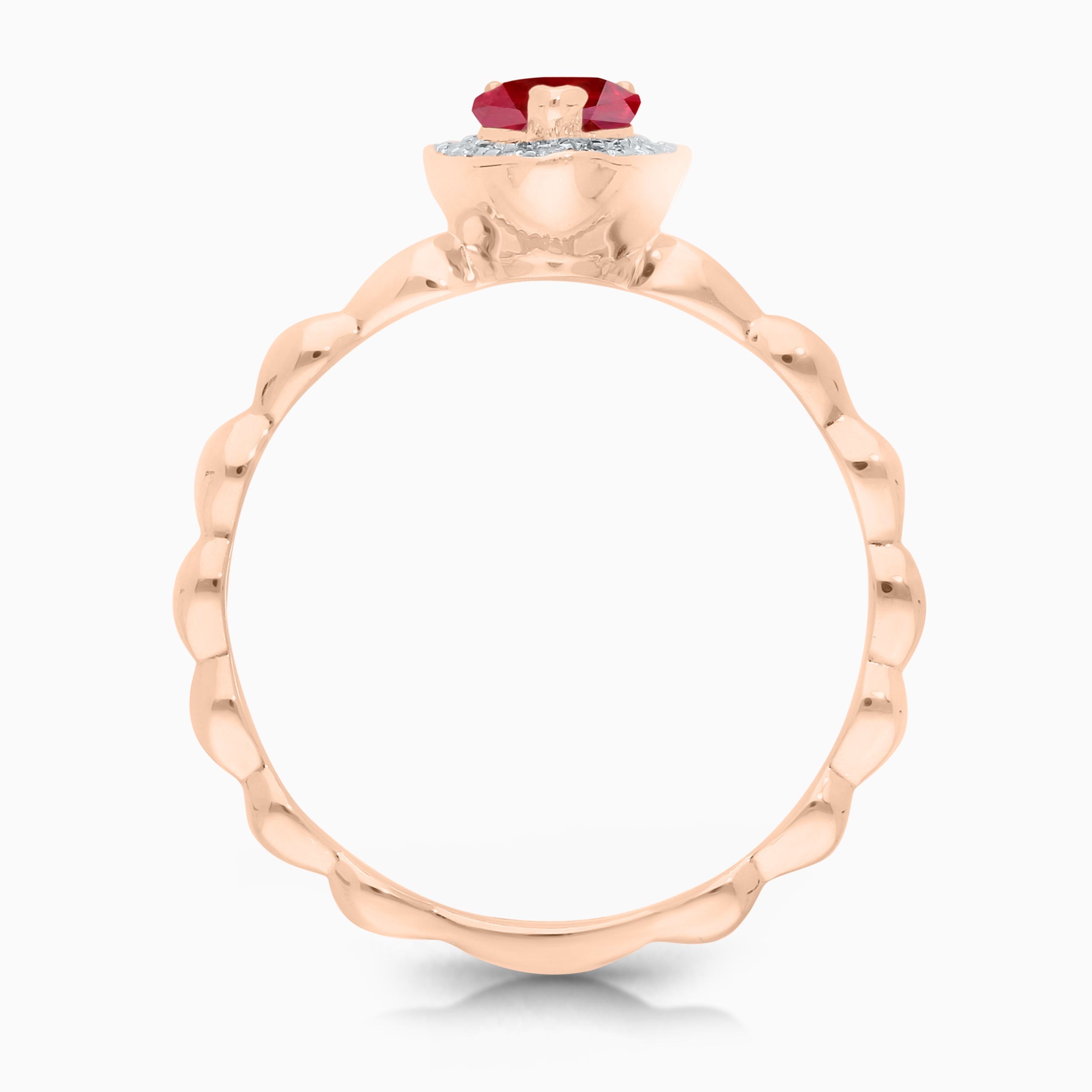 Solitaire Ruby and Diamond Heart Ring