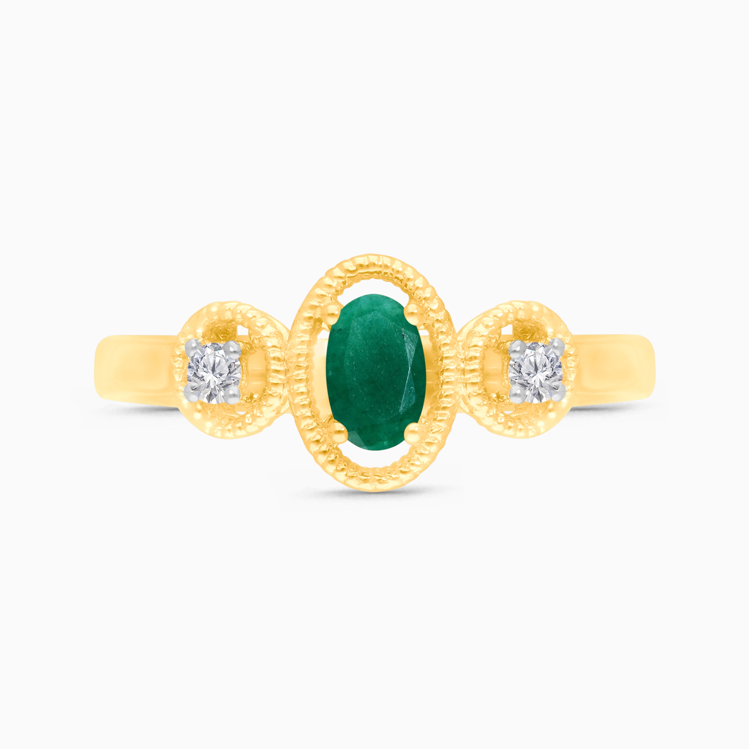 Oval Portrait Emerald and Diamond Ring