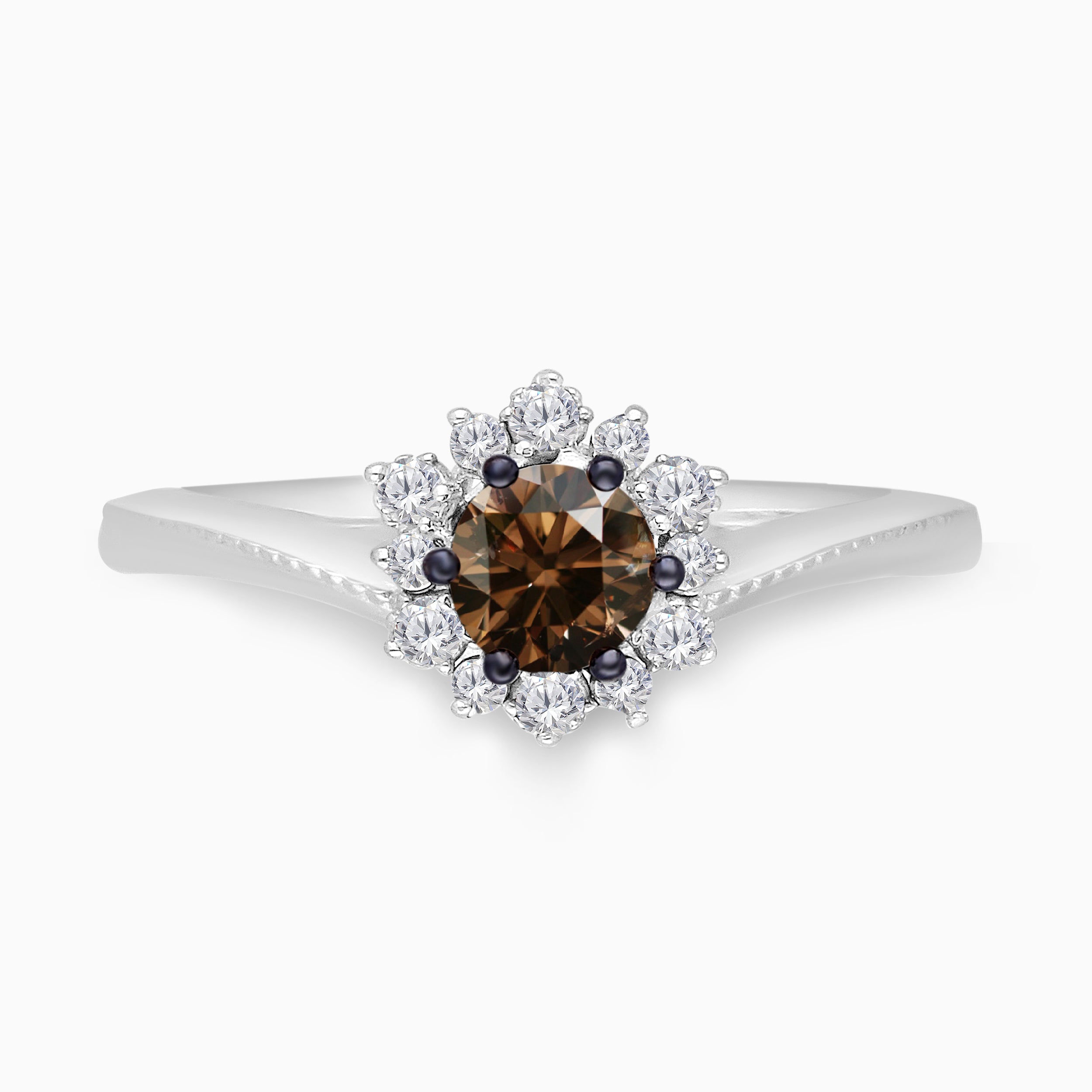 Coco and White Diamond Snowflake Solitaire Ring