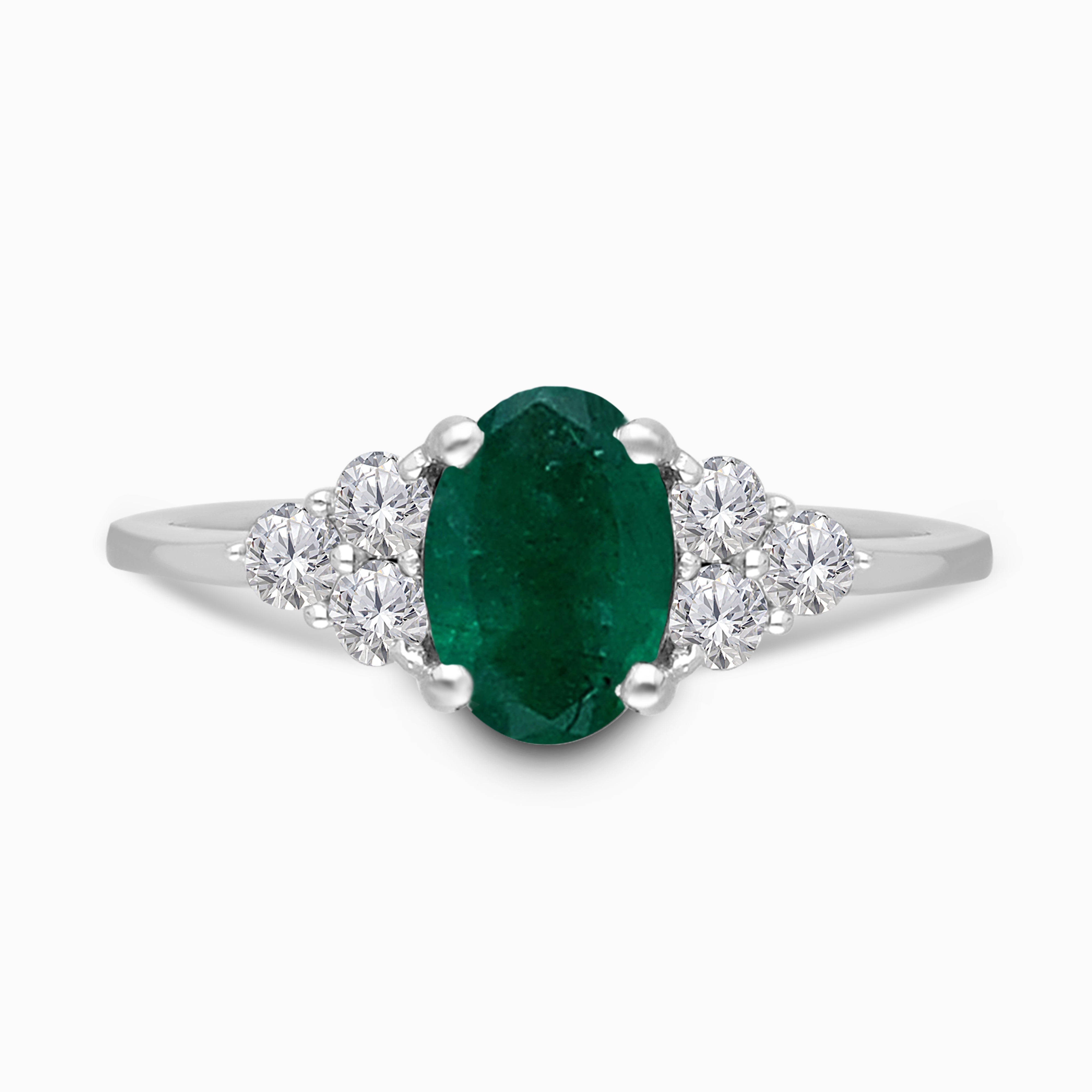 Colombian Emerald and Trio Diamond Ring