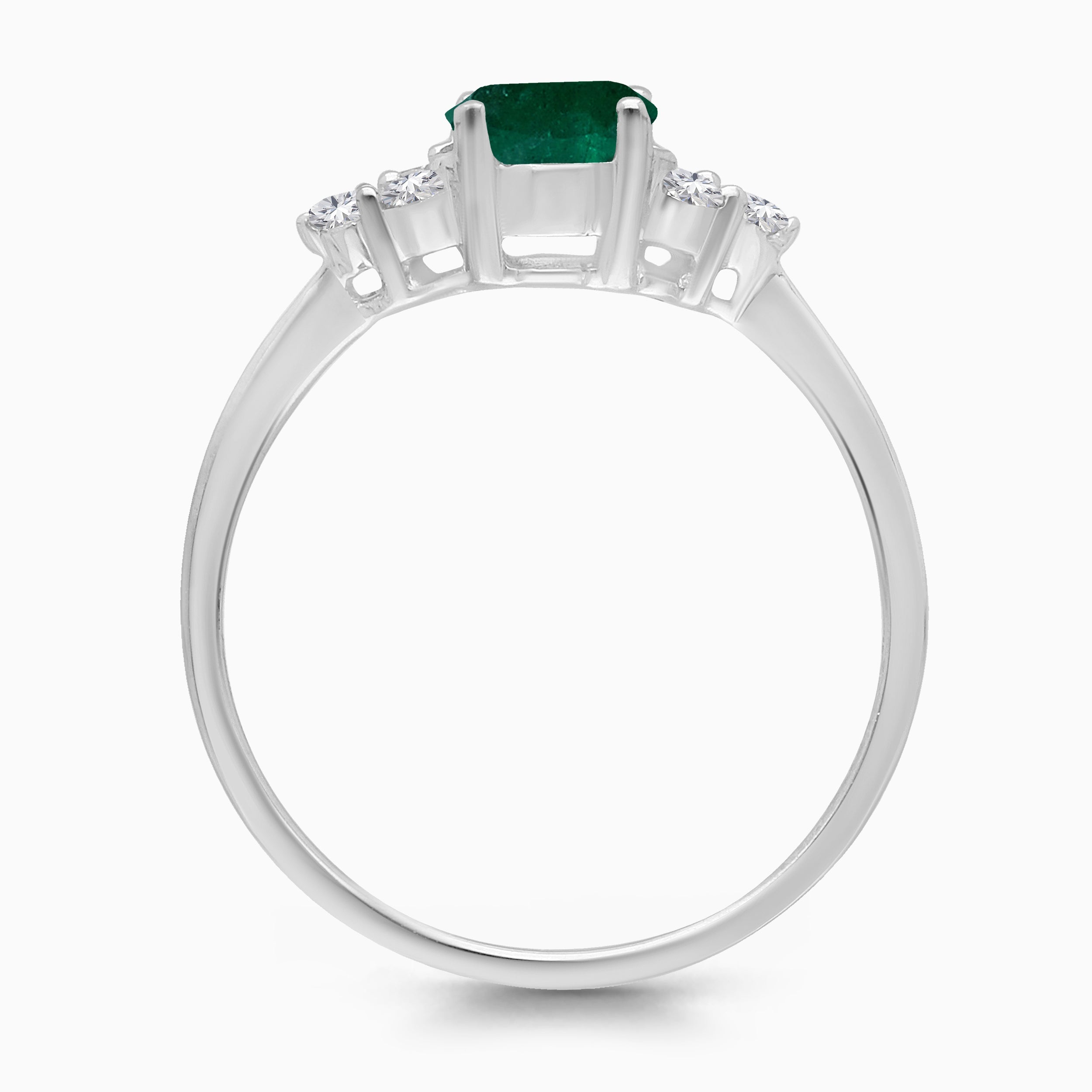 Colombian Emerald and Trio Diamond Ring