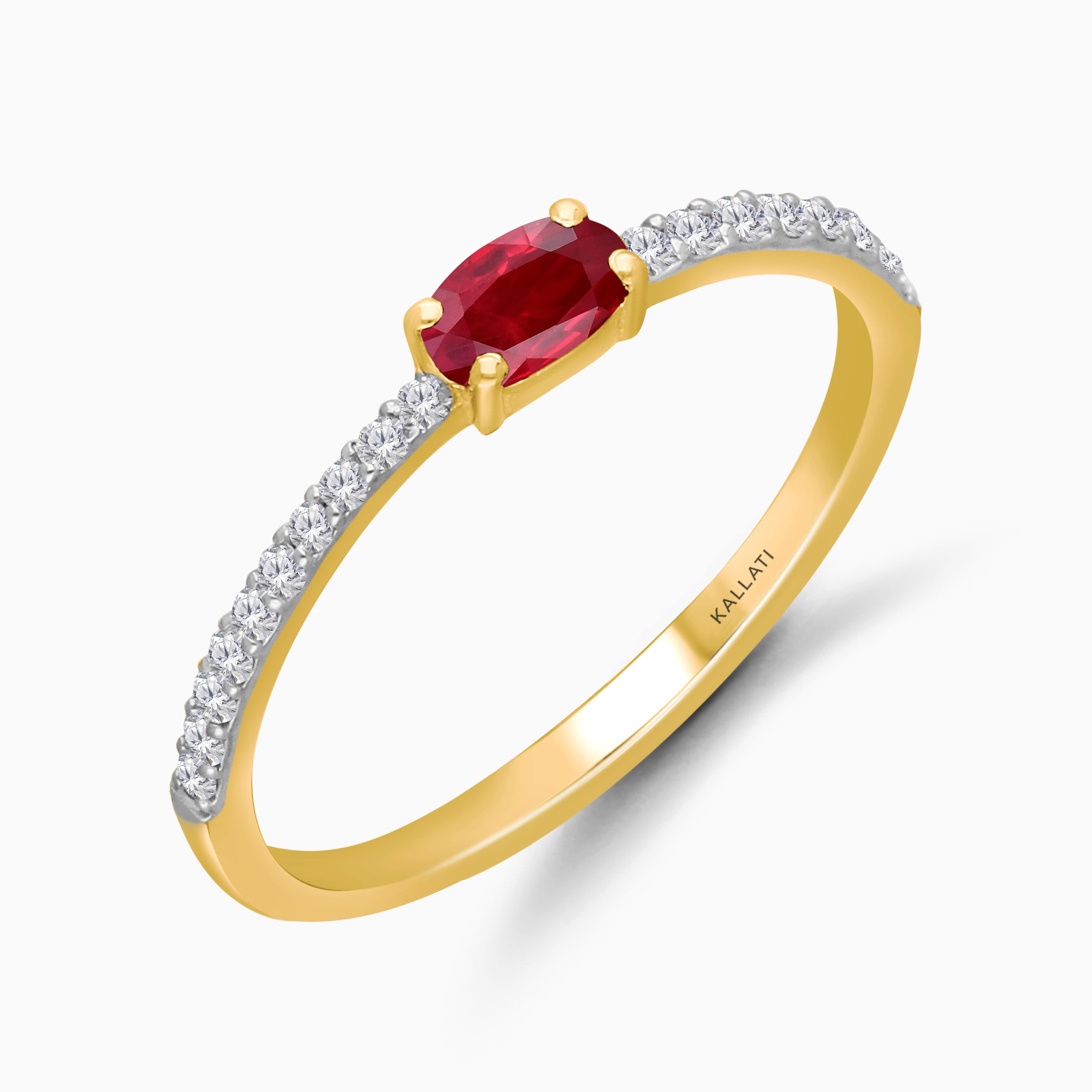 Ruby & Diamond Oval Stacking Ring