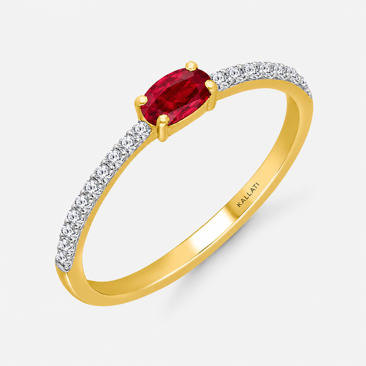 Ruby & Diamond Oval Stacking Ring Ruby