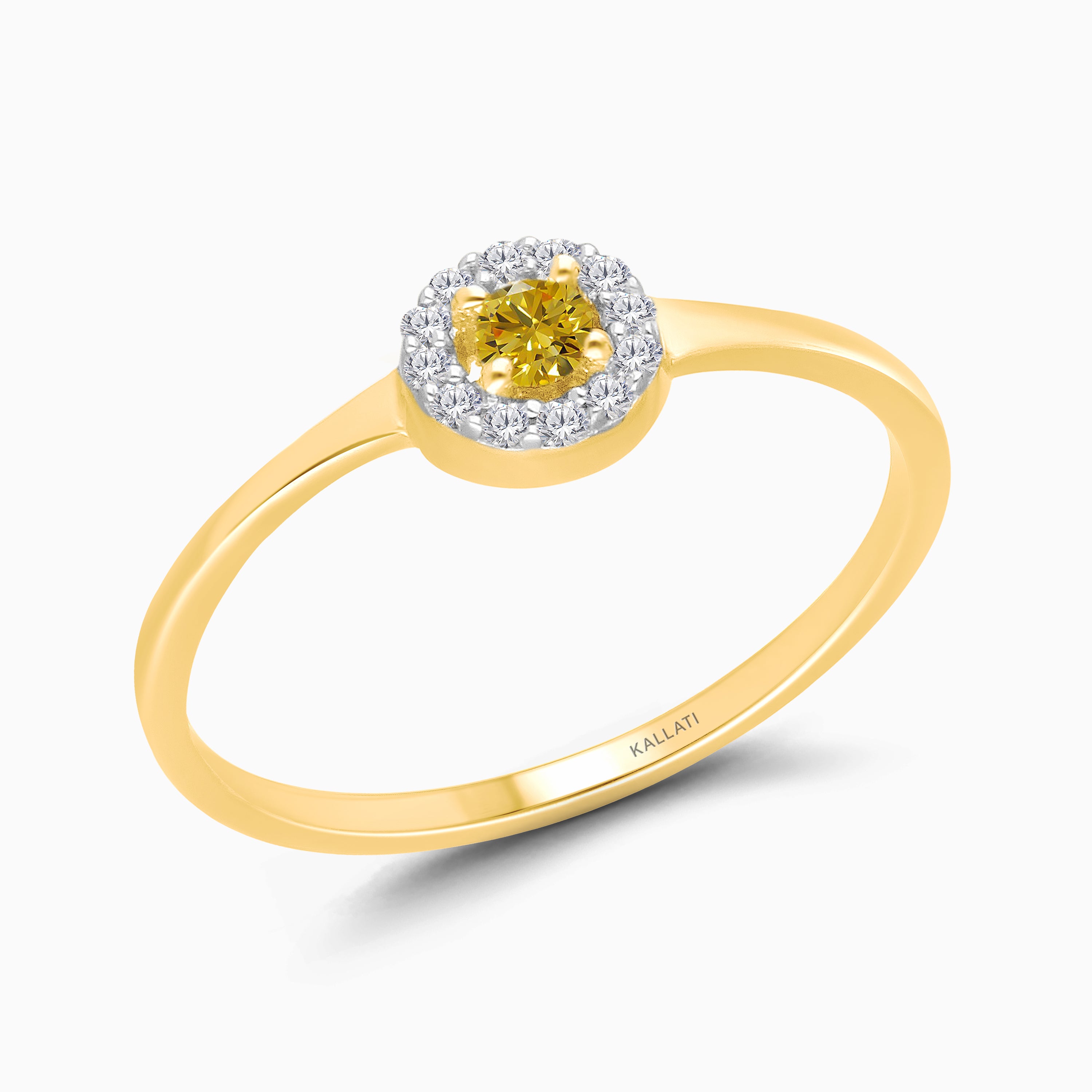 Halo Yellow Diamond Ring