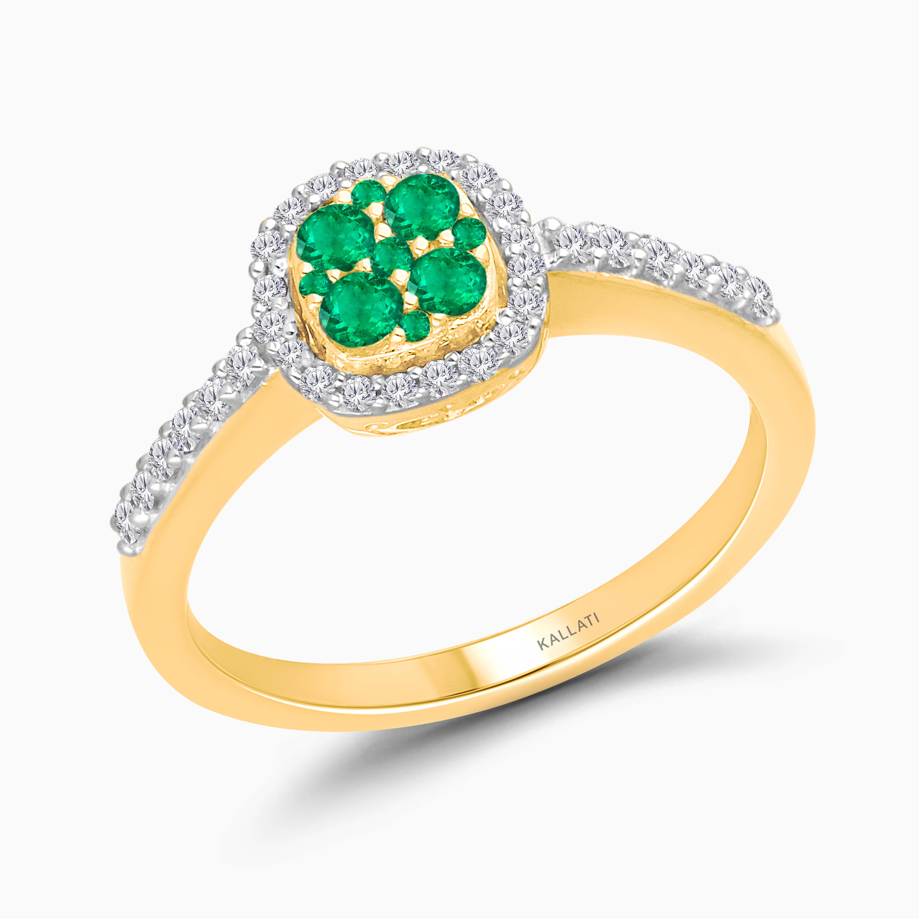 Gemstone Mosaic Cushion Cut Diamond Ring