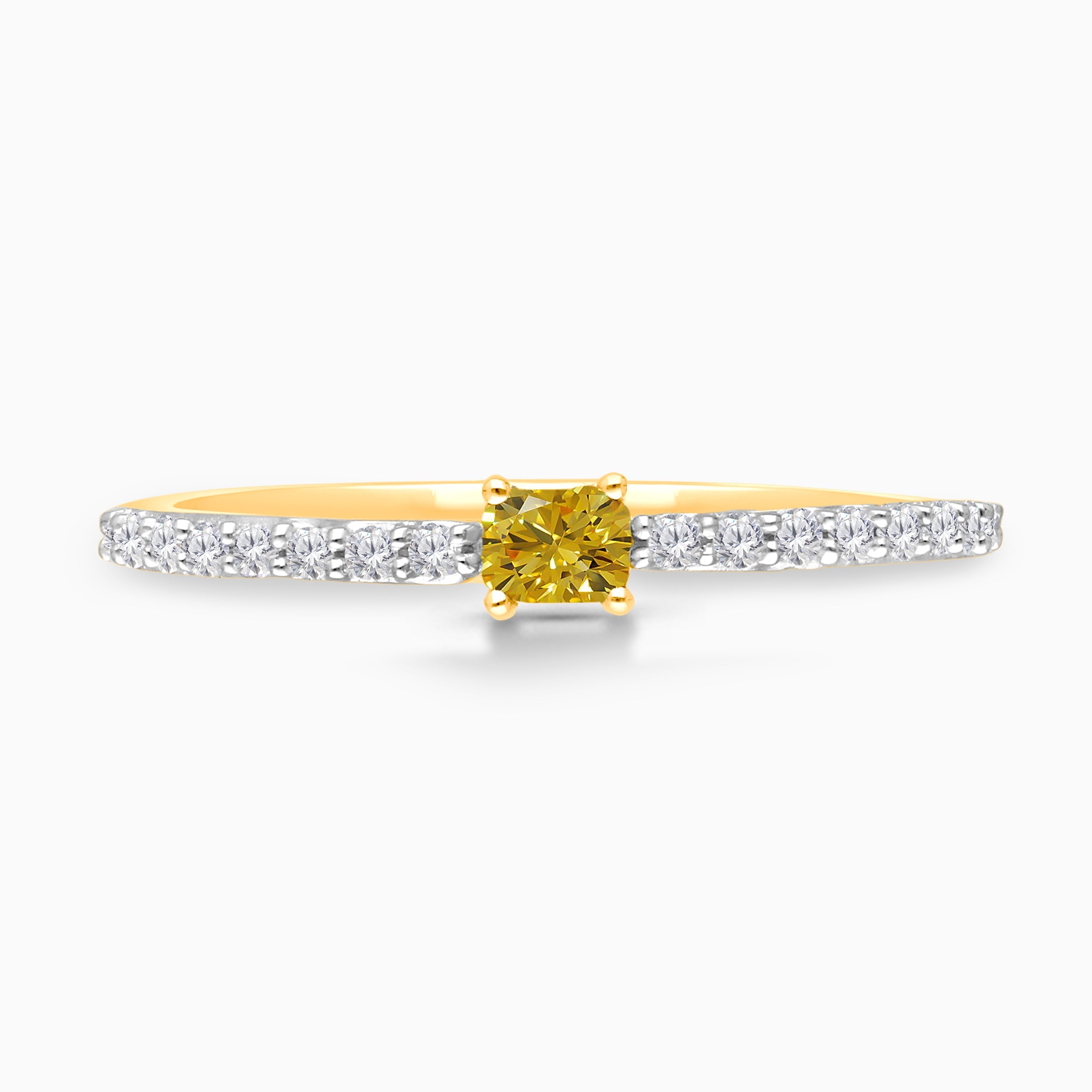 Baguette Yellow Diamond Pave Ring