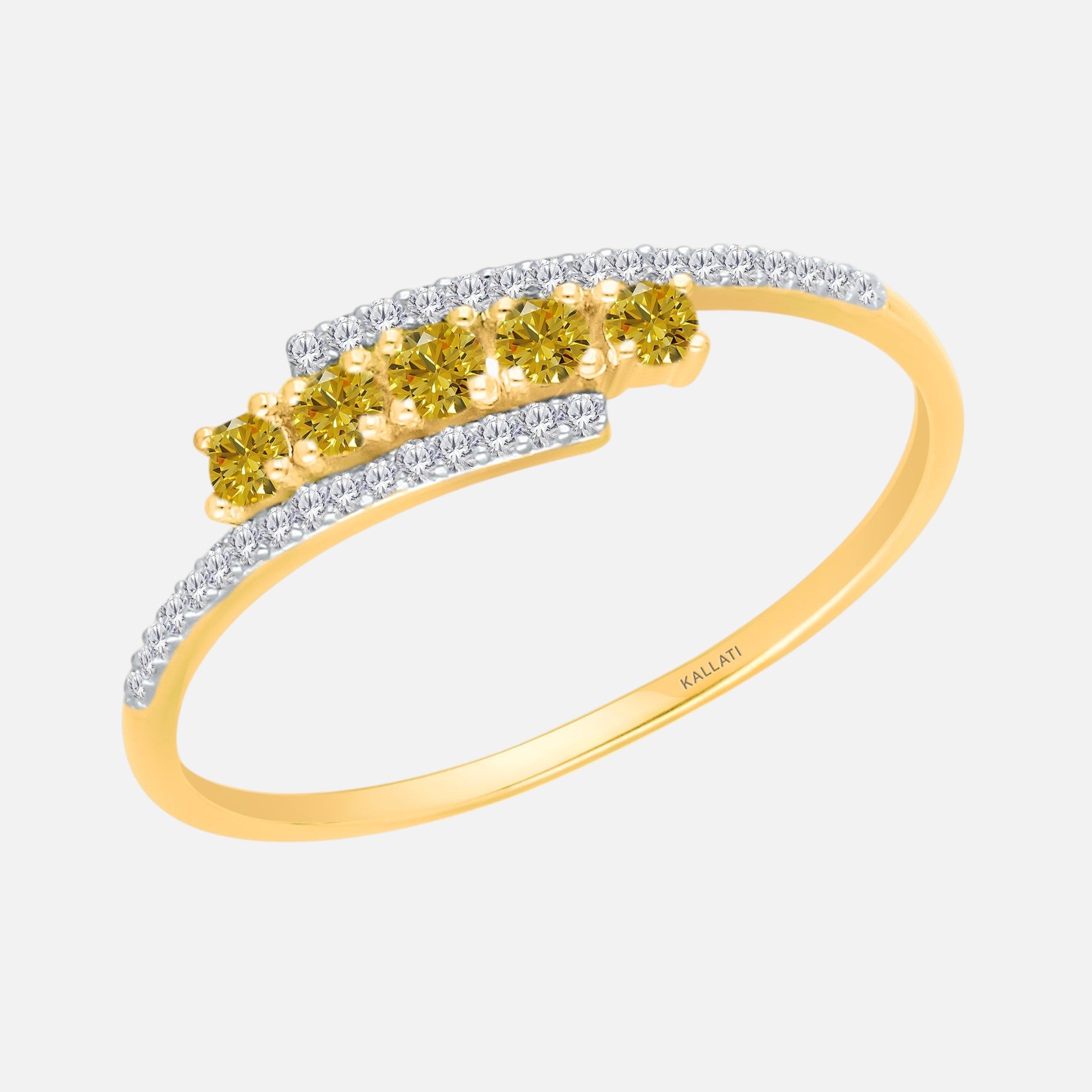 Yellow & White Diamond Twist Ring Yellow Diamond